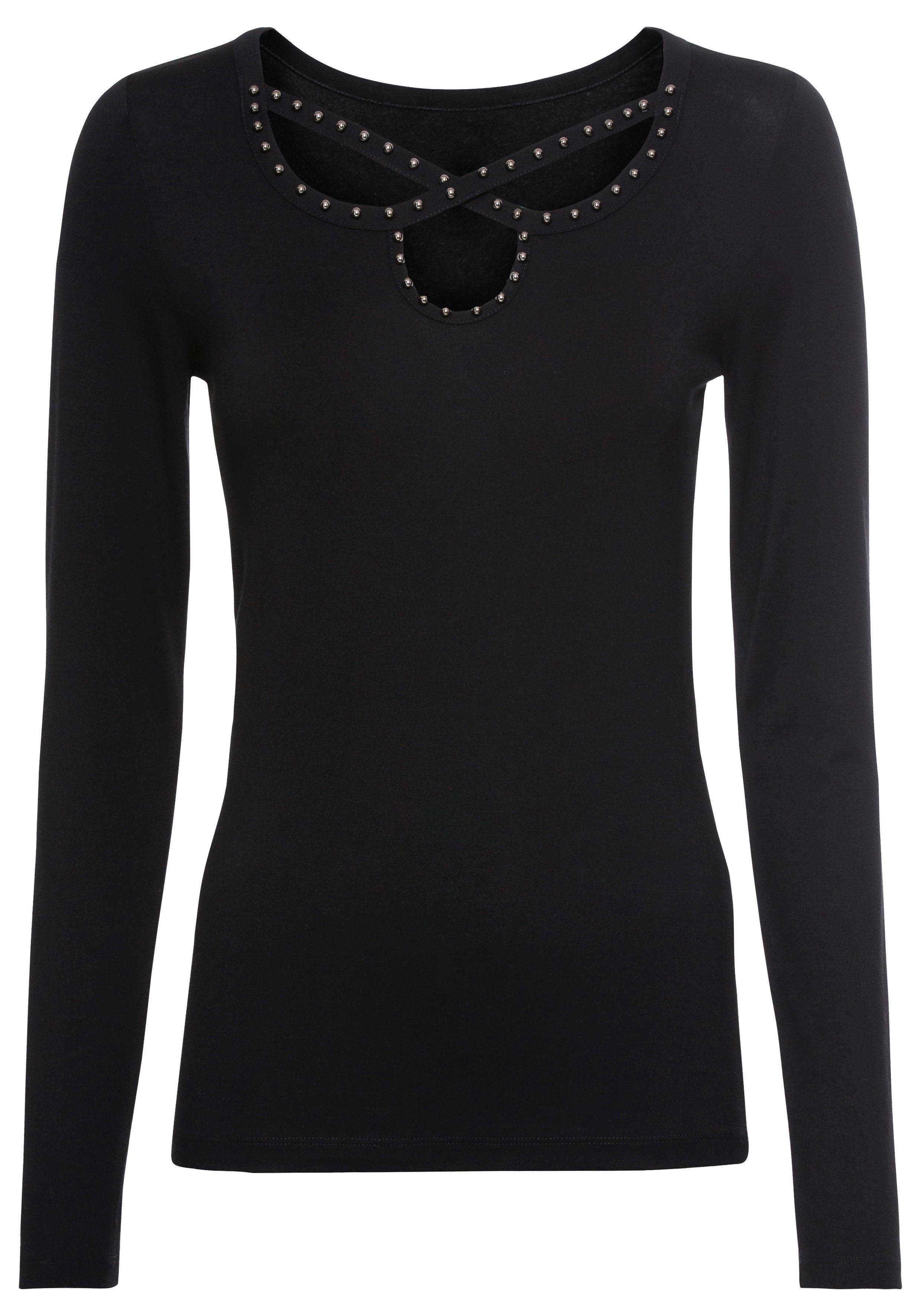 Melrose Shirt met lange mouwen getailleerde snit, heuplange pasvorm, van jersey