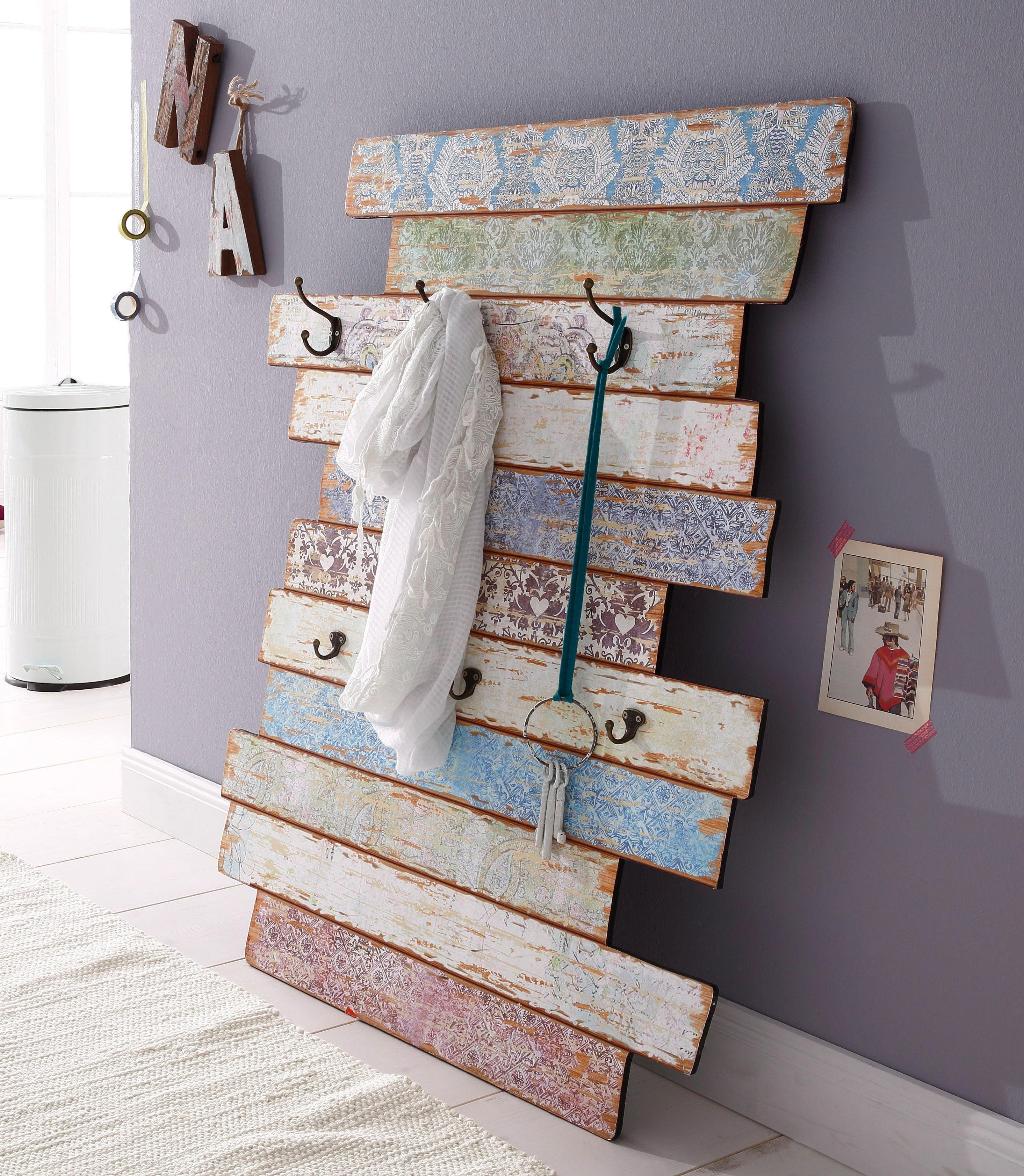Home affaire Kapstok EMMA Kapstok met kapstokhaken, pastelkleuren, Shabby look