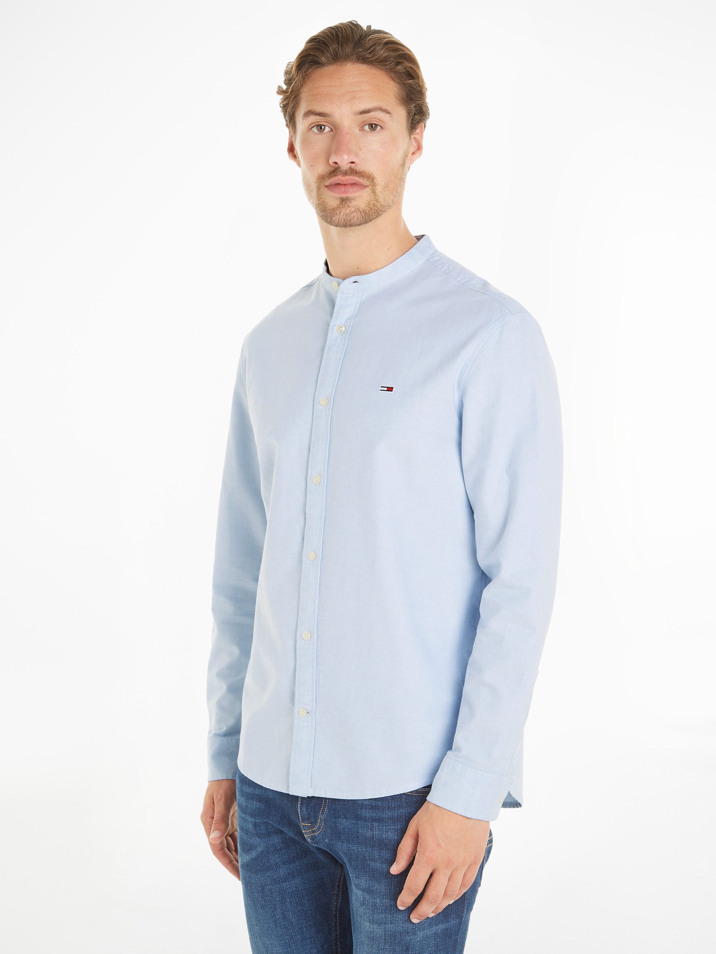 TOMMY JEANS Overhemd met lange mouwen TJM REG OXFORD MAO SHIRT heren overhemden maat XL blauw