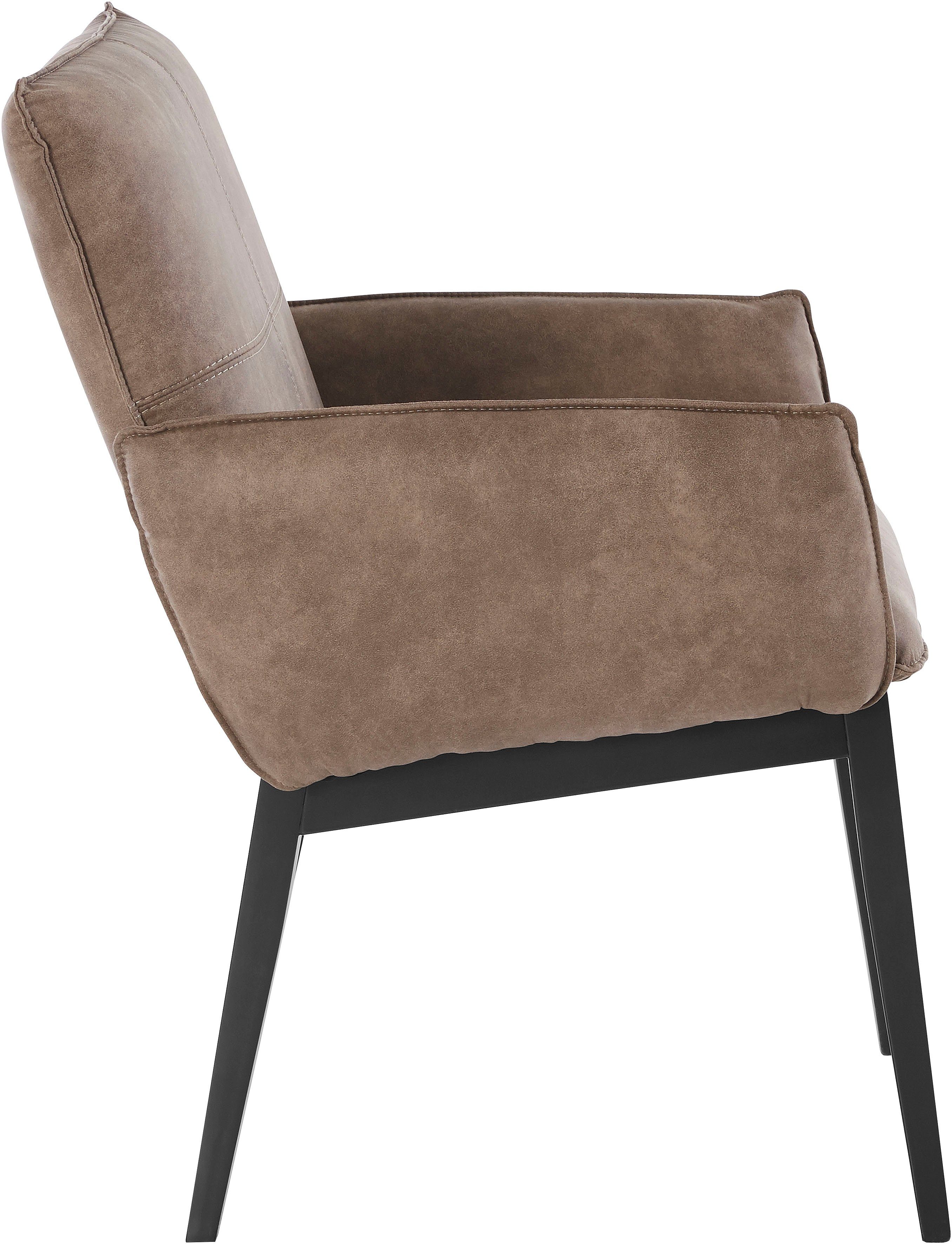 Home affaire Stoel met armleuningen Model 6 Bekleding van microvezel of leer, frame is beuken in zwart gelakt (2 stuks)