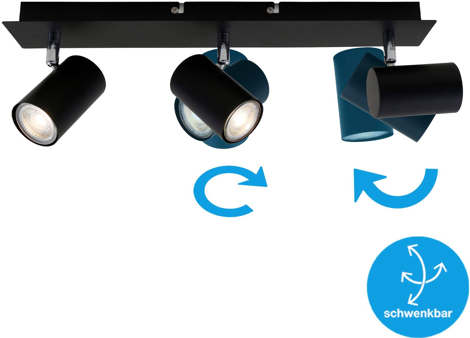 Briloner Leuchten Ledplafondspots 2857035 Run Plafondlamp, 45x8x12,3 cm, zwart, max. 40W, GU10, woonkamer, gang