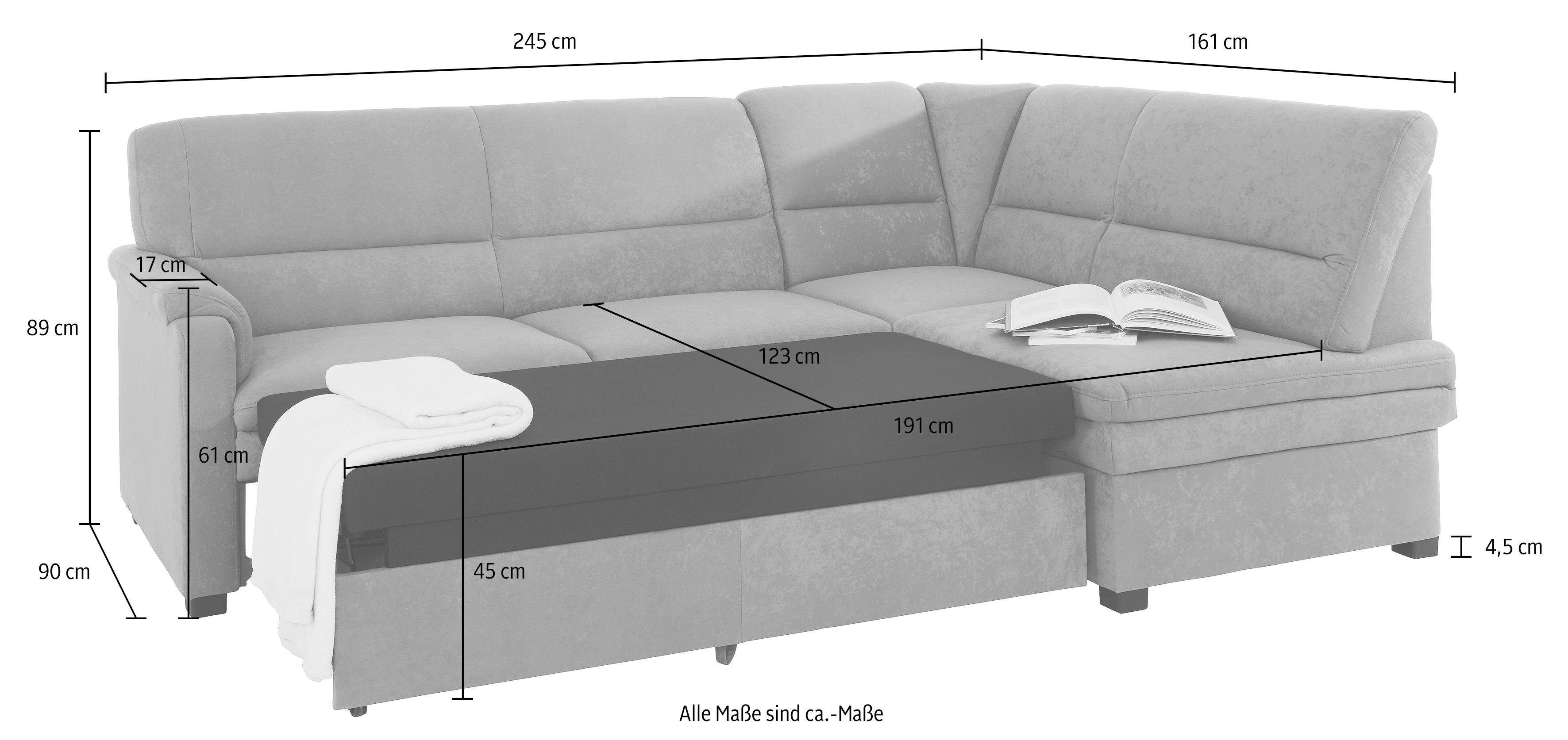 sit&more Hoekbank Pisa L-vorm met binnenvering, naar keuze met slaapfunctie