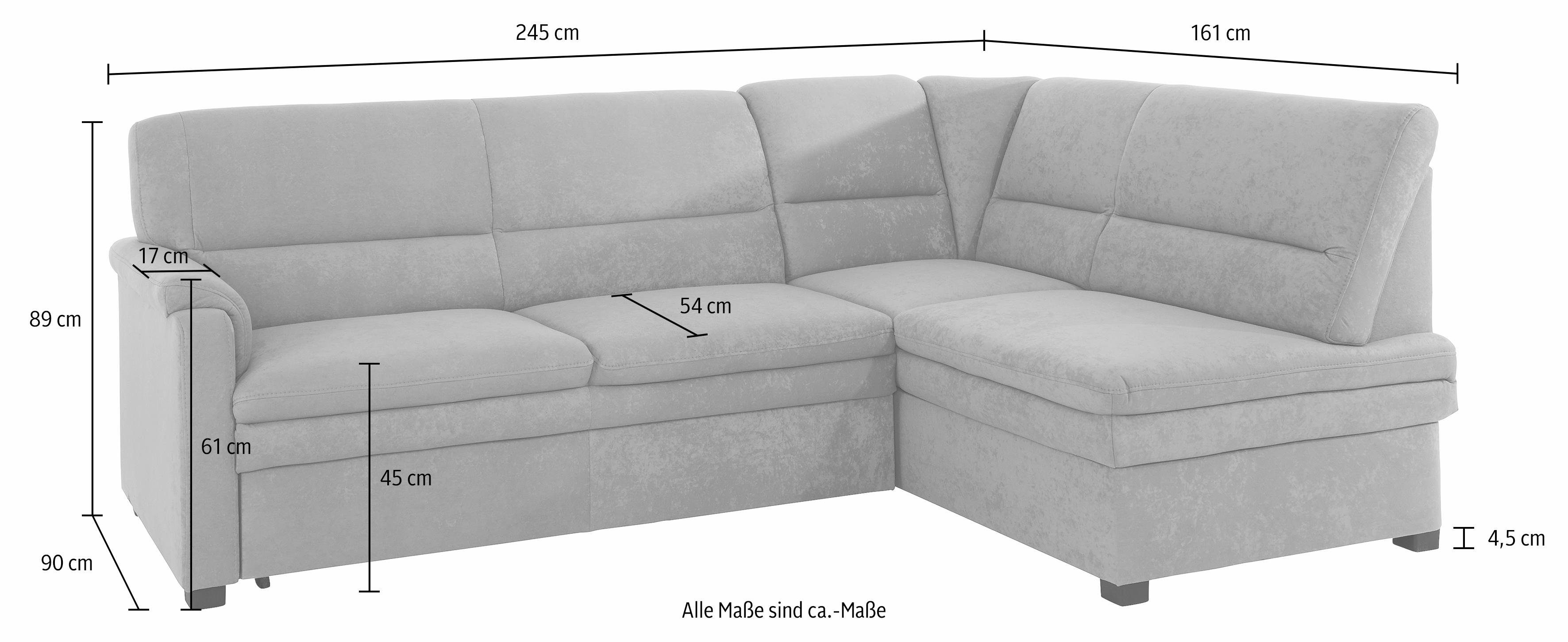 sit&more Hoekbank Pisa L-vorm met binnenvering, naar keuze met slaapfunctie