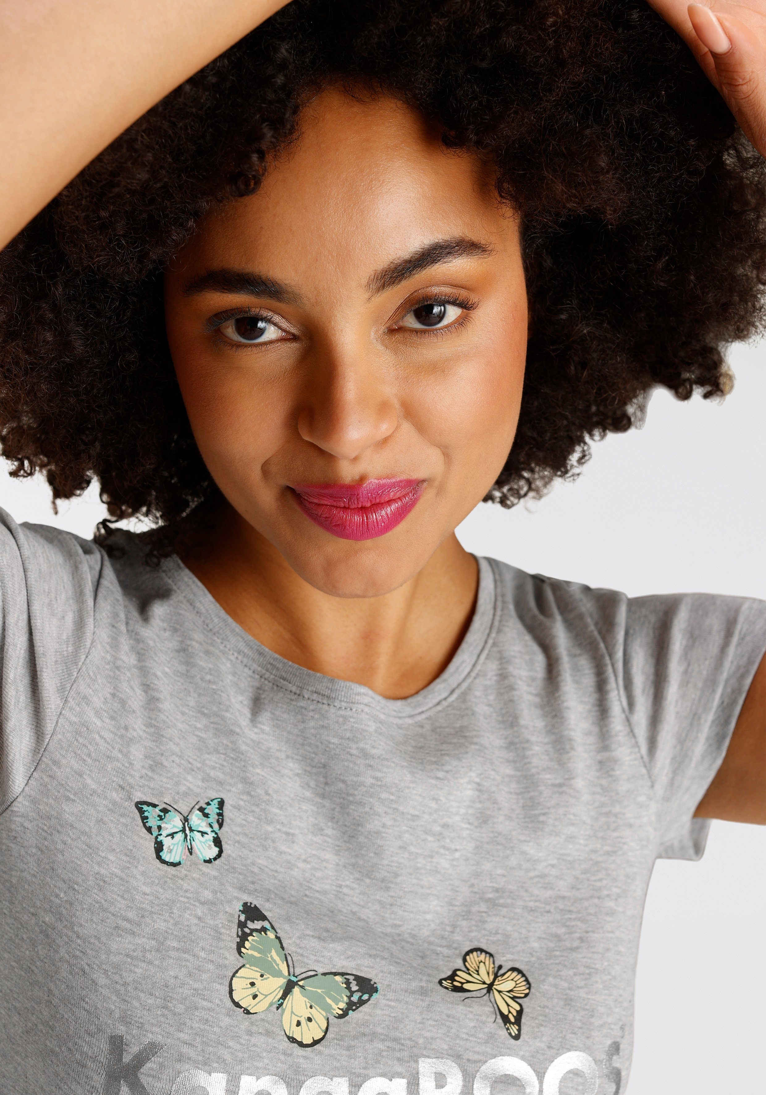 KangaROOS T-shirt Korte mouwen, lichaamsnauwkeurige pasvorm, van ribstof