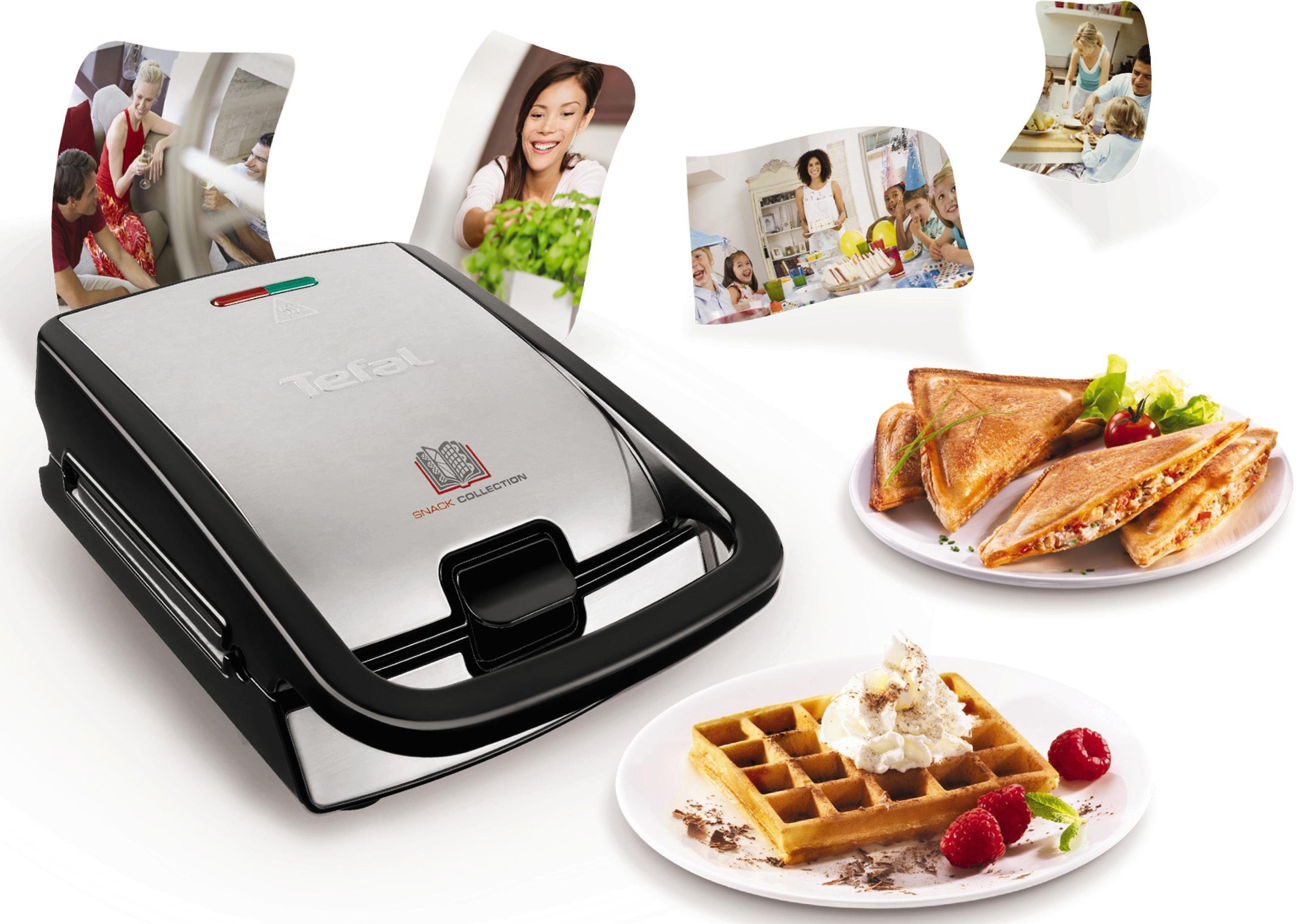 Tefal 2-in-1-combi-wafelijzer SW852D Snack Collection platen met antiaanbaklaag, geschikt voor de vaatwasser, vele functies