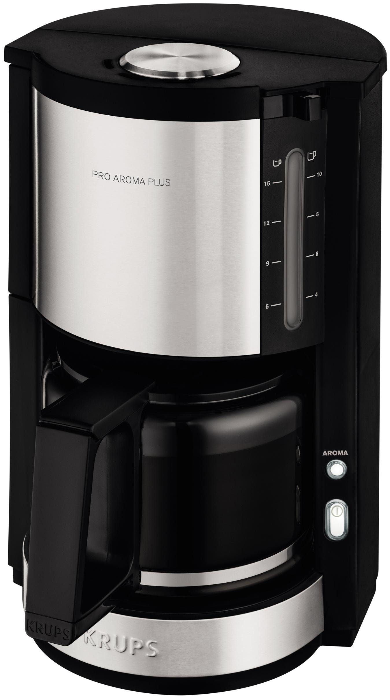KRUPS koffiezetapparaat ProAroma Plus KM321 met glazen kan, edelstaal-zwart
