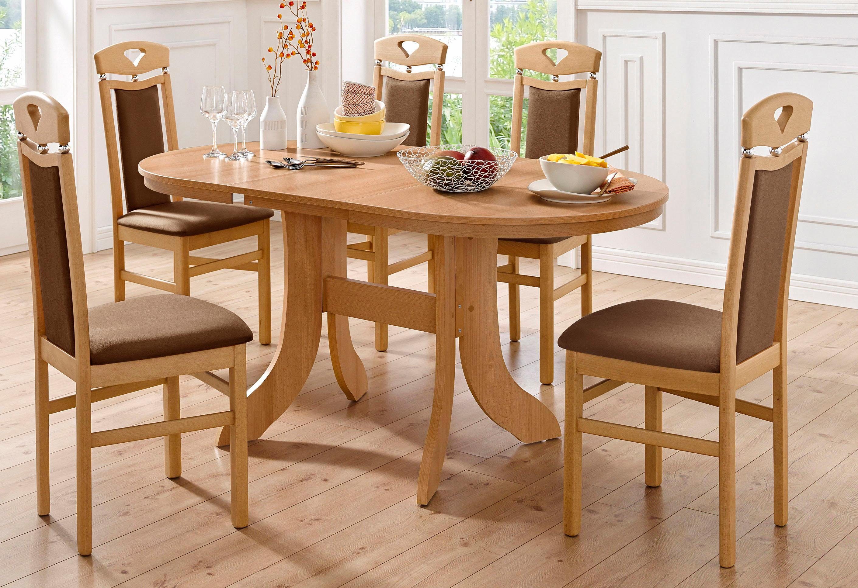 Home affaire Eetkamerstoel Berta keukenstoel Bekleding van microvezel, frame van massief beukenhout (set, 2 stuks)