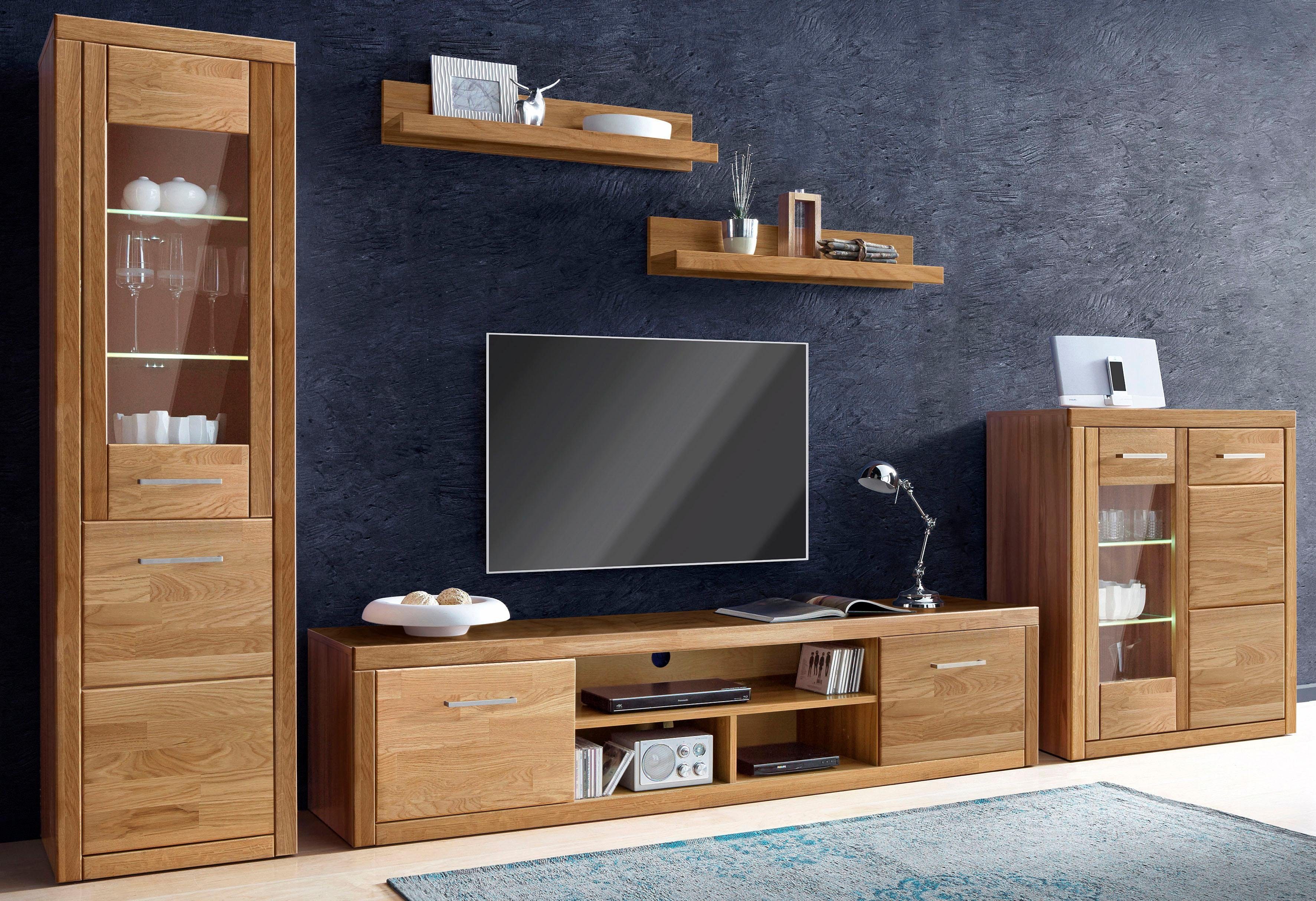 Home affaire Wandmeubel Logo gedeeltelijk massief hout (set, 5-delig) tv-wandmeubels bruin