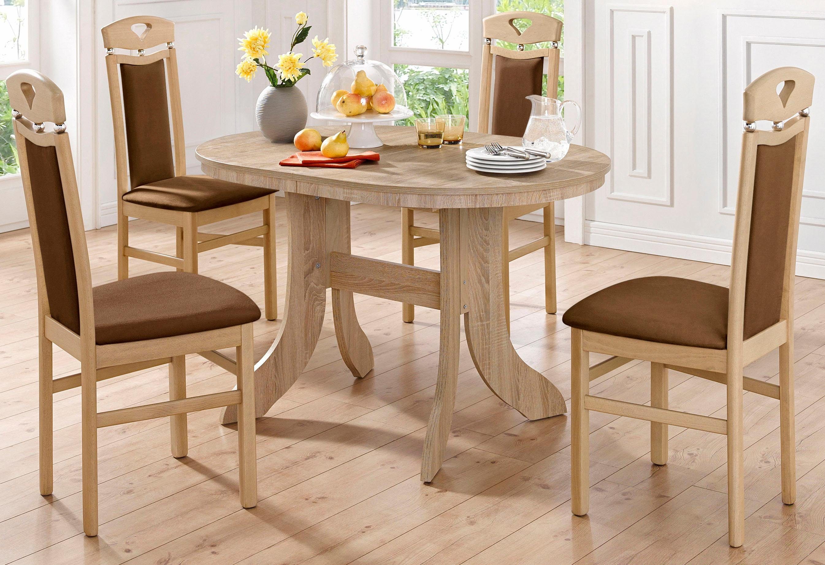 Home affaire Eetkamerstoel Berta keukenstoel Bekleding van microvezel, frame van massief beukenhout (set, 2 stuks)