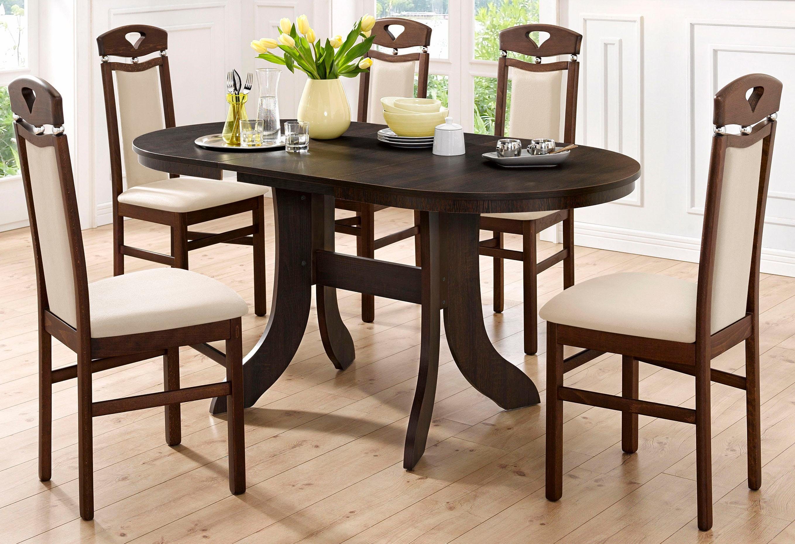 Home affaire Eetkamerstoel Berta keukenstoel Bekleding van microvezel, frame van massief beukenhout (set, 2 stuks)