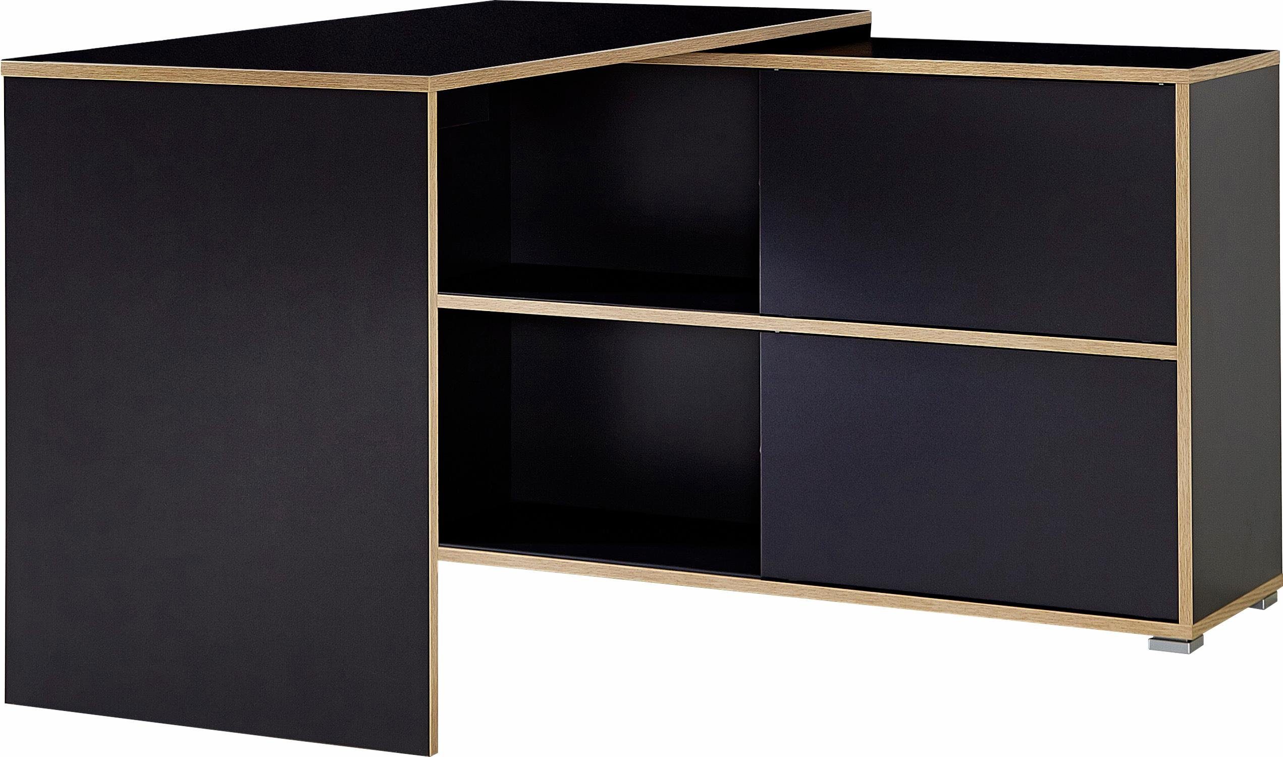GERMANIA Hoekbureau Slide Plankelement met schuifdeuren/omkeerbaar, 120x120 cm, Made in Germany hoekbureaus grijs