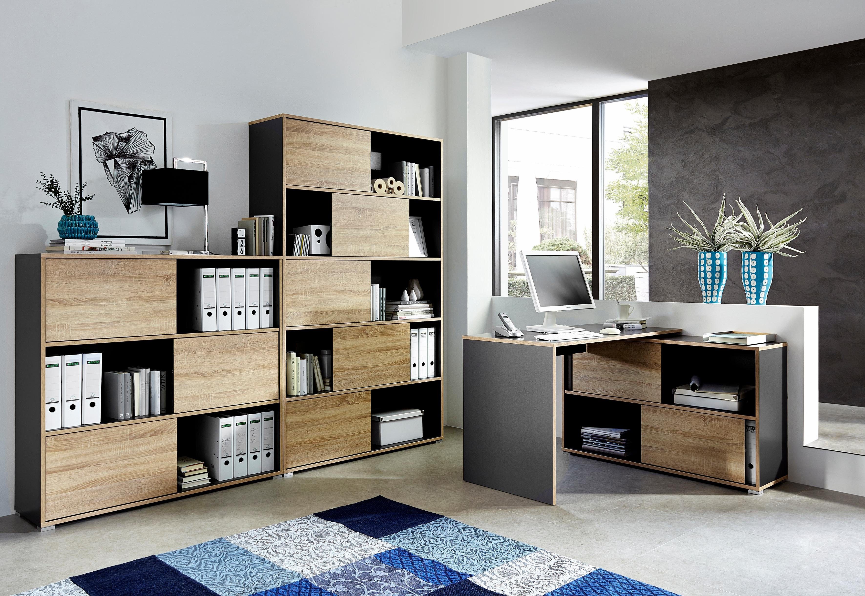 GERMANIA Hoekbureau Slide Plankelement met schuifdeuren/omkeerbaar, 120x120 cm, Made in Germany