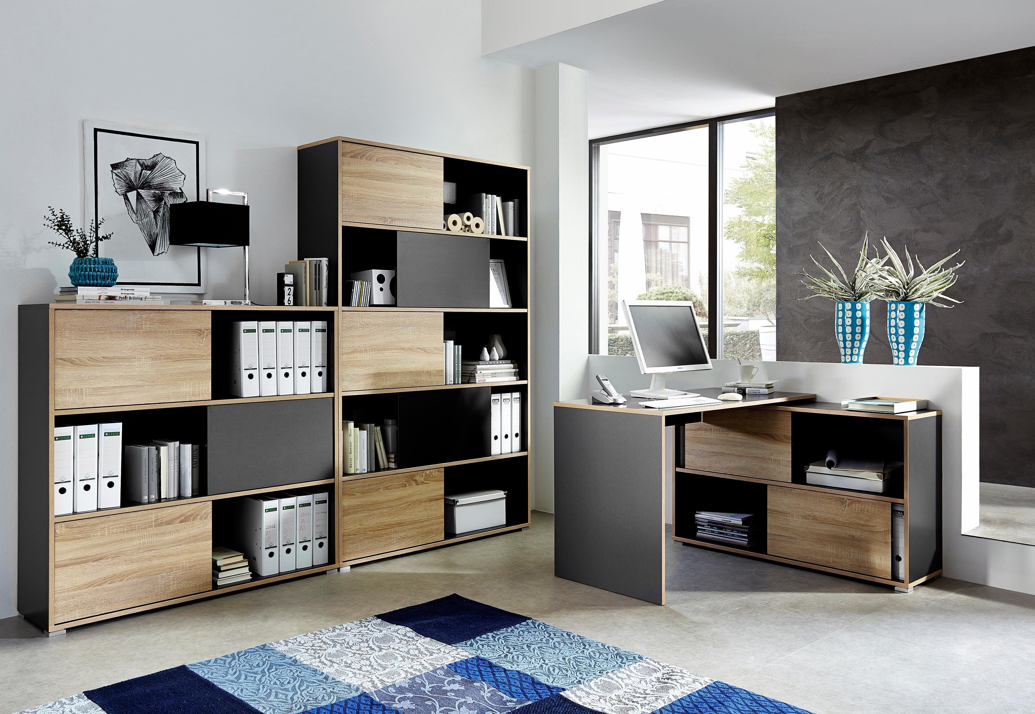 GERMANIA Hoekbureau Slide Plankelement met schuifdeuren/omkeerbaar, 120x120 cm, Made in Germany