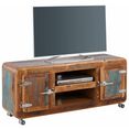 sit tv-meubel fridge breedte 135 cm met koelkastgrepen, shabby chic, vintage bruin