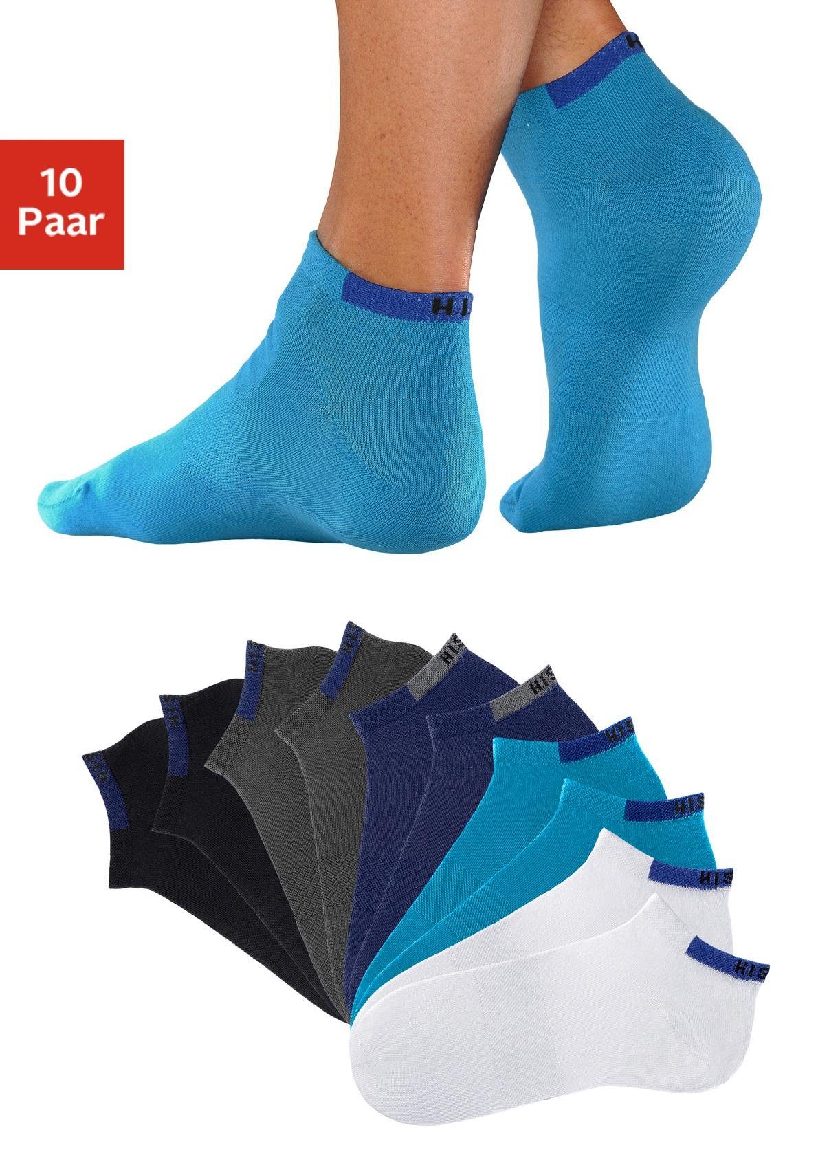 H.I.S Sneakersokken met versterkte belastingzones (set, 10 paar) unisex sokken maat 43-46 blauw