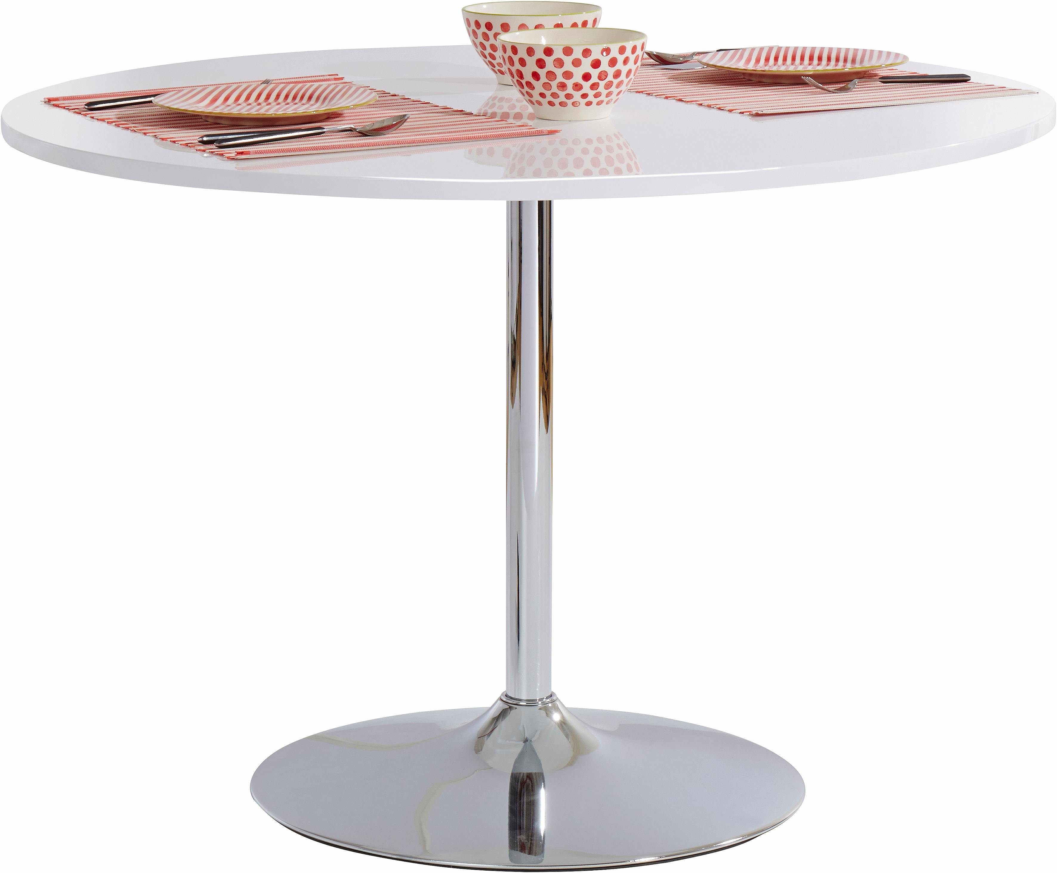 INOSIGN Eettafel Trompet rond, ø110 cm, tafelblad wit hoogglans, trompetvoet, tulpentafel