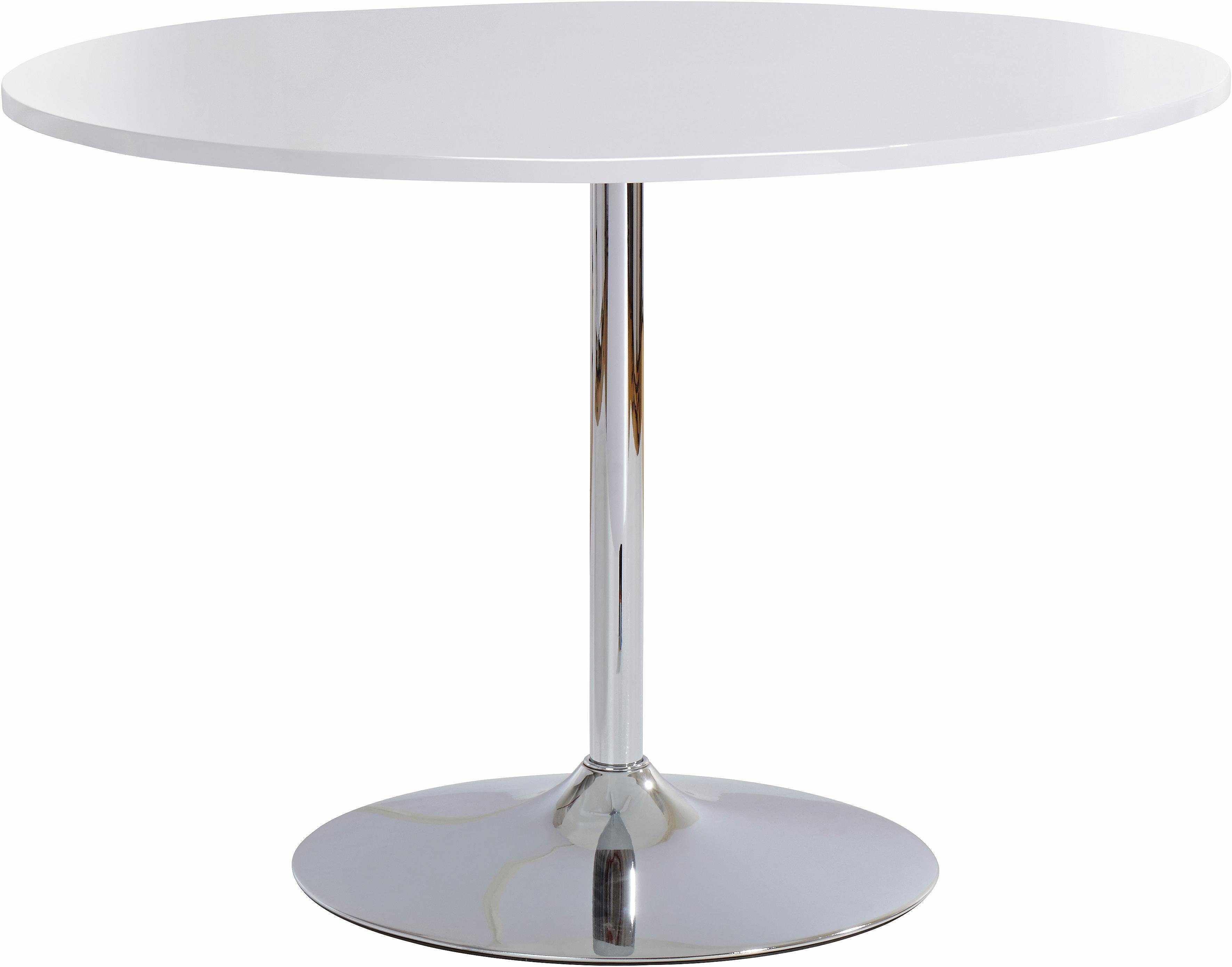 INOSIGN Eettafel Trompet rond, ø110 cm, tafelblad wit hoogglans, trompetvoet, tulpentafel