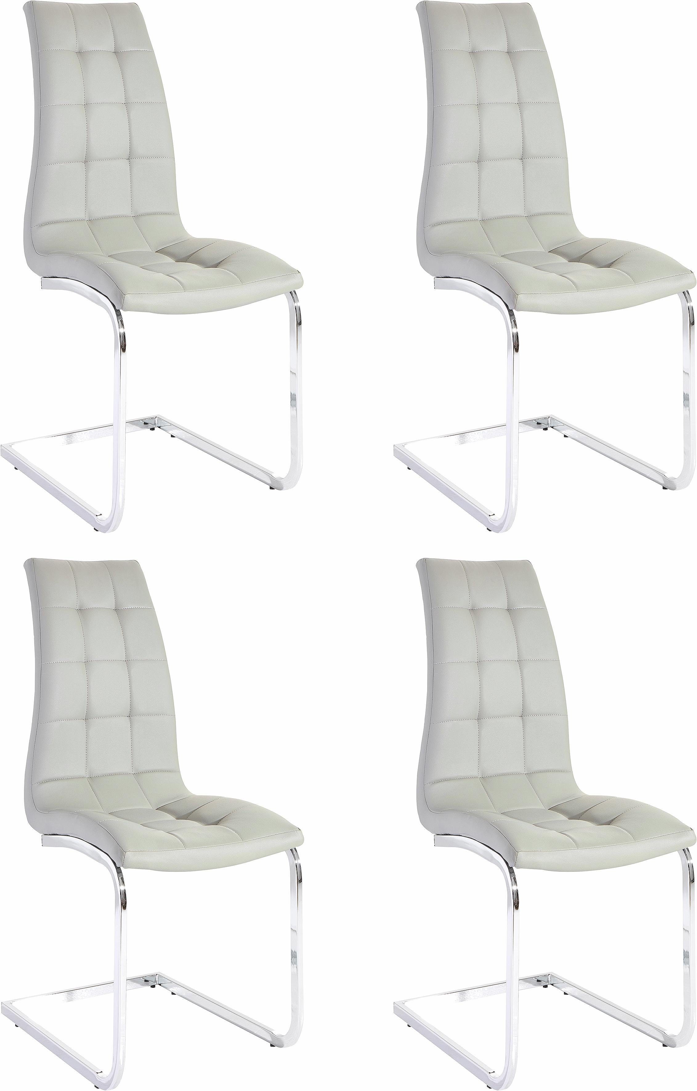 INOSIGN Vrijdragende stoel Lola set van 2 of 4, bekleding van imitatieleer of fluweelstof, chroom metalen frame (set) zweefstoelen grijs