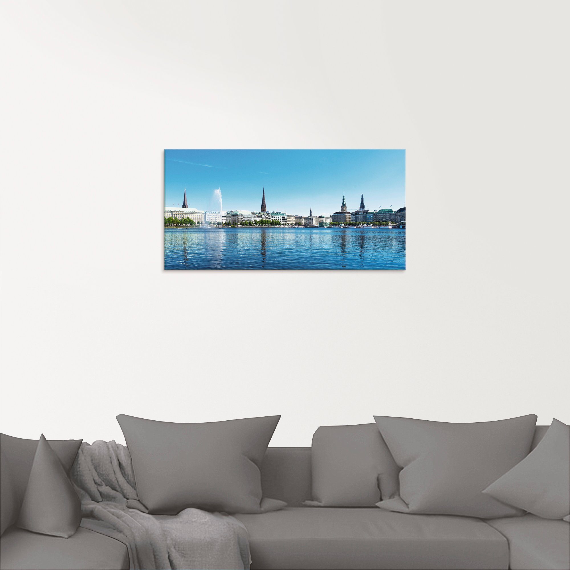 Artland Print op glas Hamburg Alsterpanorama