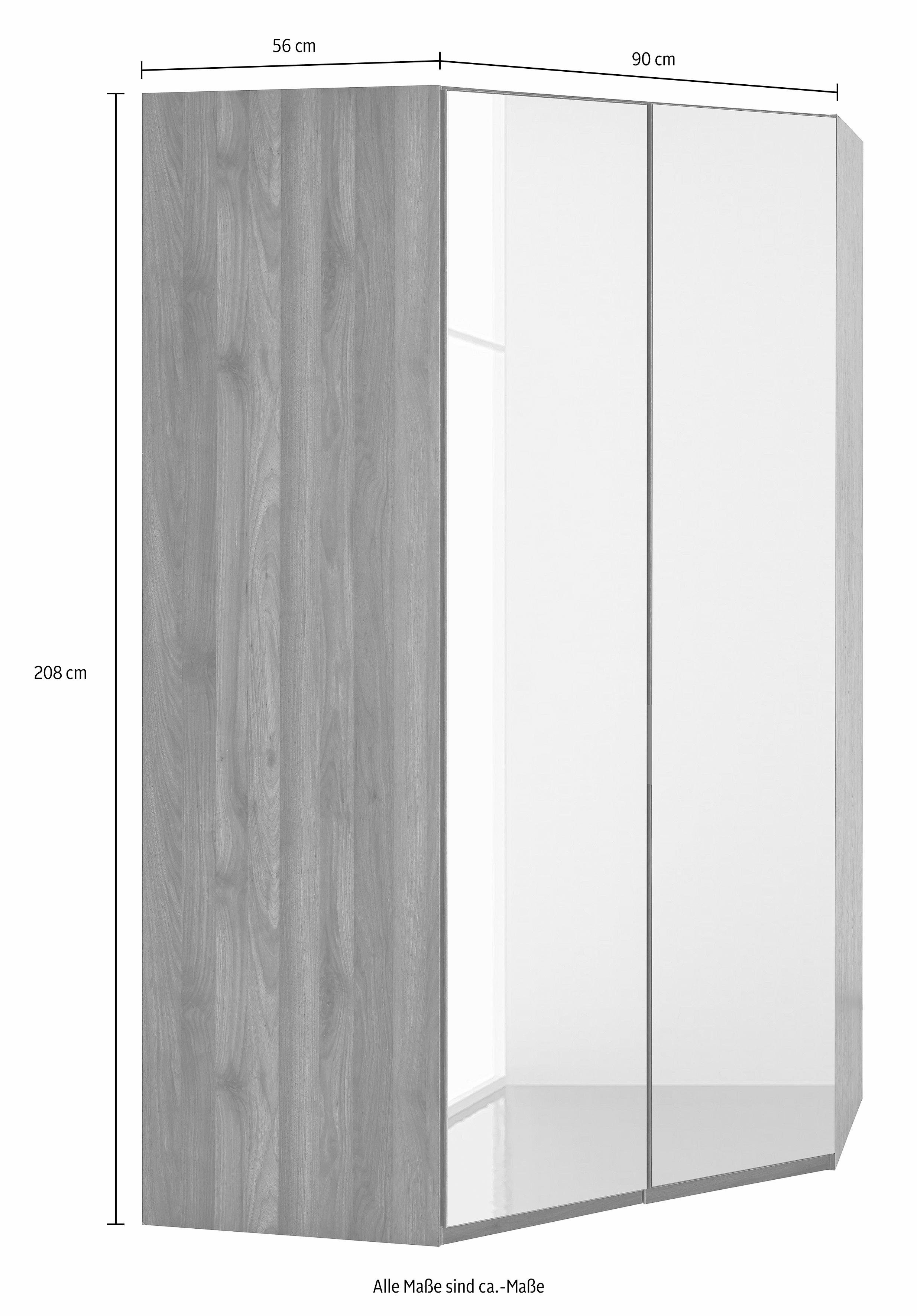Wimex Hoekkledingkast New York met spiegeldeuren en ledlamp
