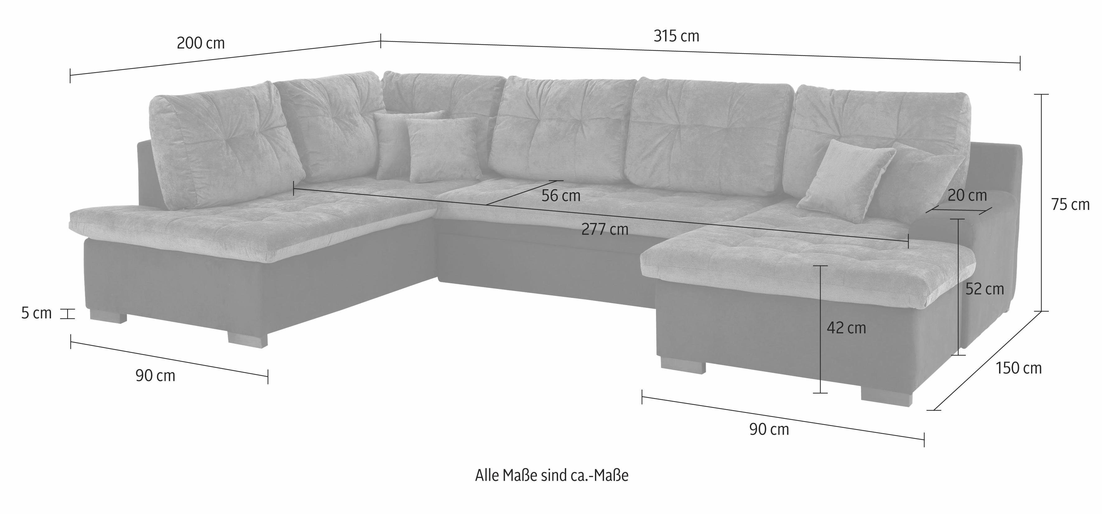 Home affaire Zithoek Föhr U-vorm optioneel met slaapfunctie