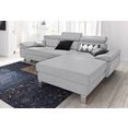exxpo - sofa fashion hoekbank met verstelbare hoofdsteun en verstelbare rugleuning, naar keuze met slaapfunctie en bedkist zilver