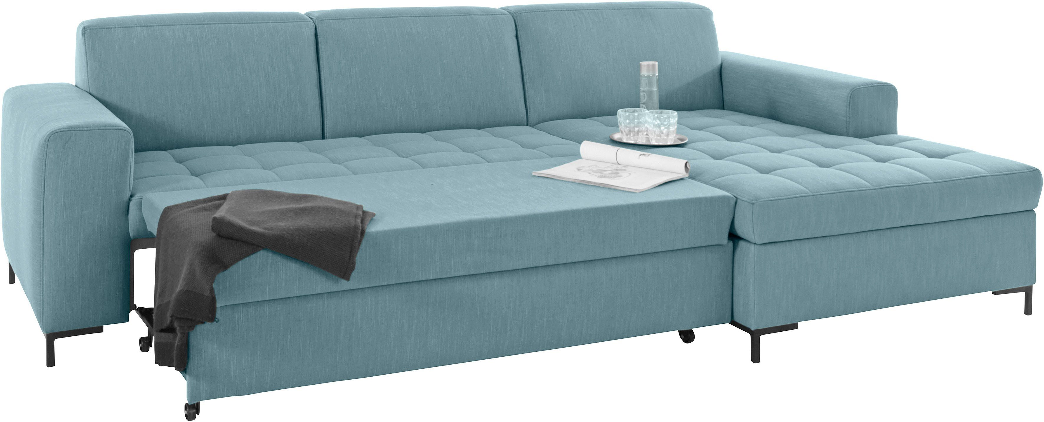 OTTO products Hoekbank Grazzo, tijdloos en elegant, met moderne zitverdeling, L-vorm hoogwaardige stoffen van gerecycled materiaal, stiksels op de zitting