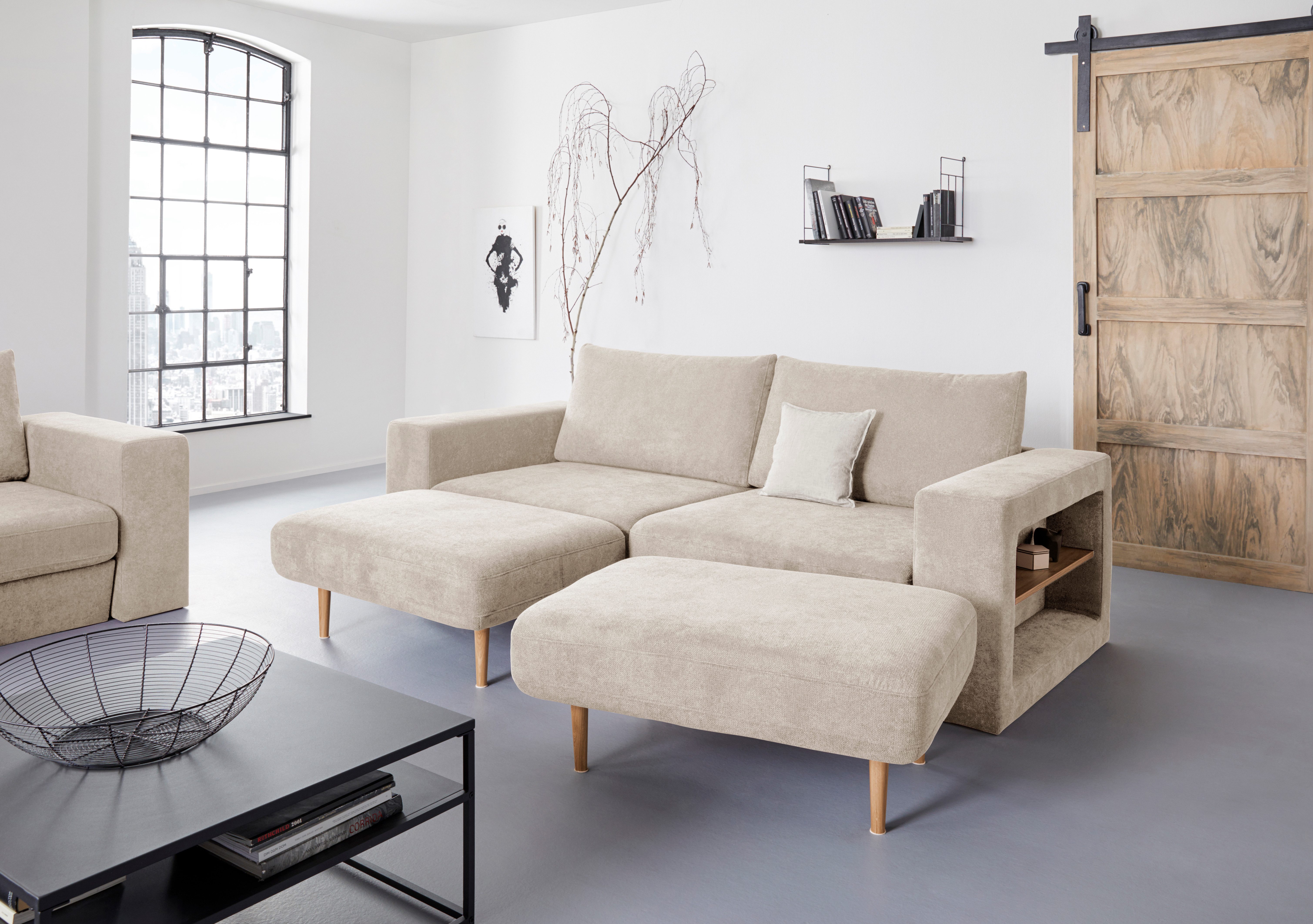 LOOKS BY WOLFGANG JOOP 4-zitsbank Looksvb Aan te passen bank: de bank wordt een bank met 2 hockers, met kastfunctie beige, banken