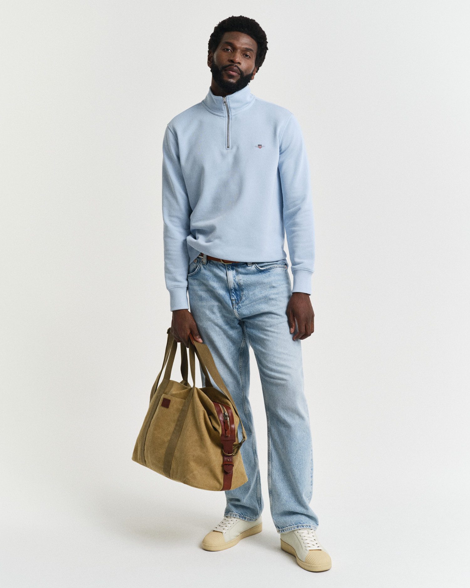 Gant Sweatshirt REG SHIELD HALF ZIP SWEAT met logoborduursel op borsthoogte