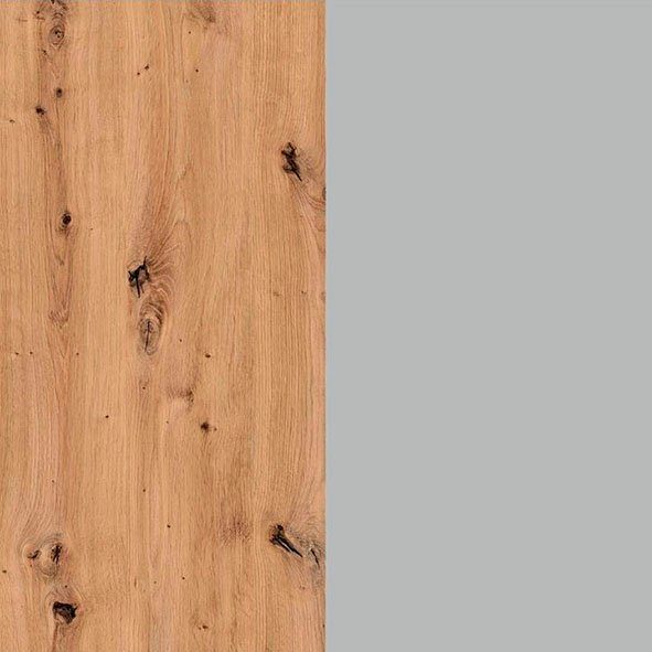 rauch Draaideurkast Homey by Quadra Spin met cognacbruine leren greeplussen, laden in eiken-decor