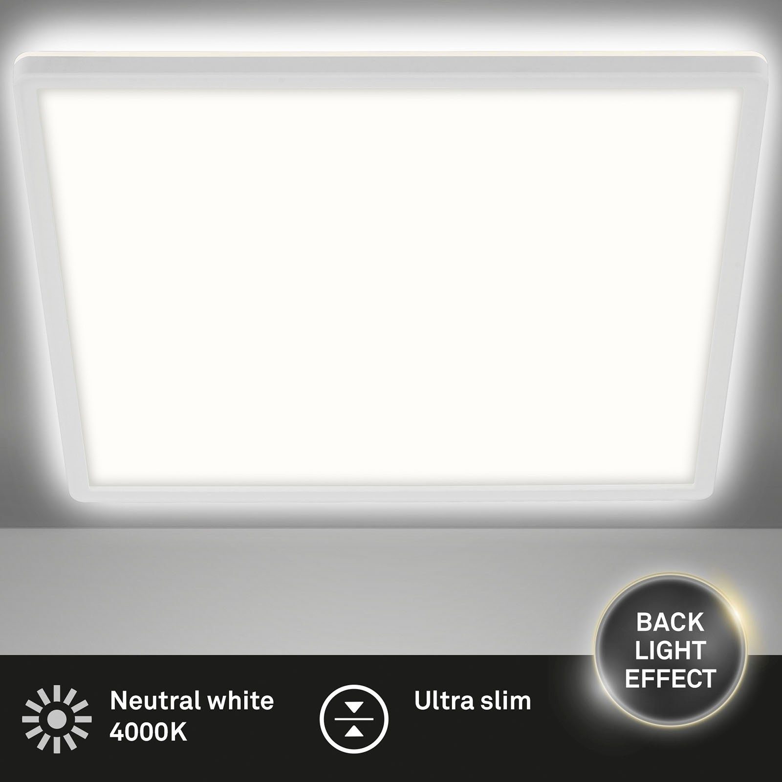 Briloner Leuchten Led-paneel 7156416 SLIM Plafondlamp, 29,3x29,3x2,8 cm, wit, 18W, woonkamer, slaapkamer