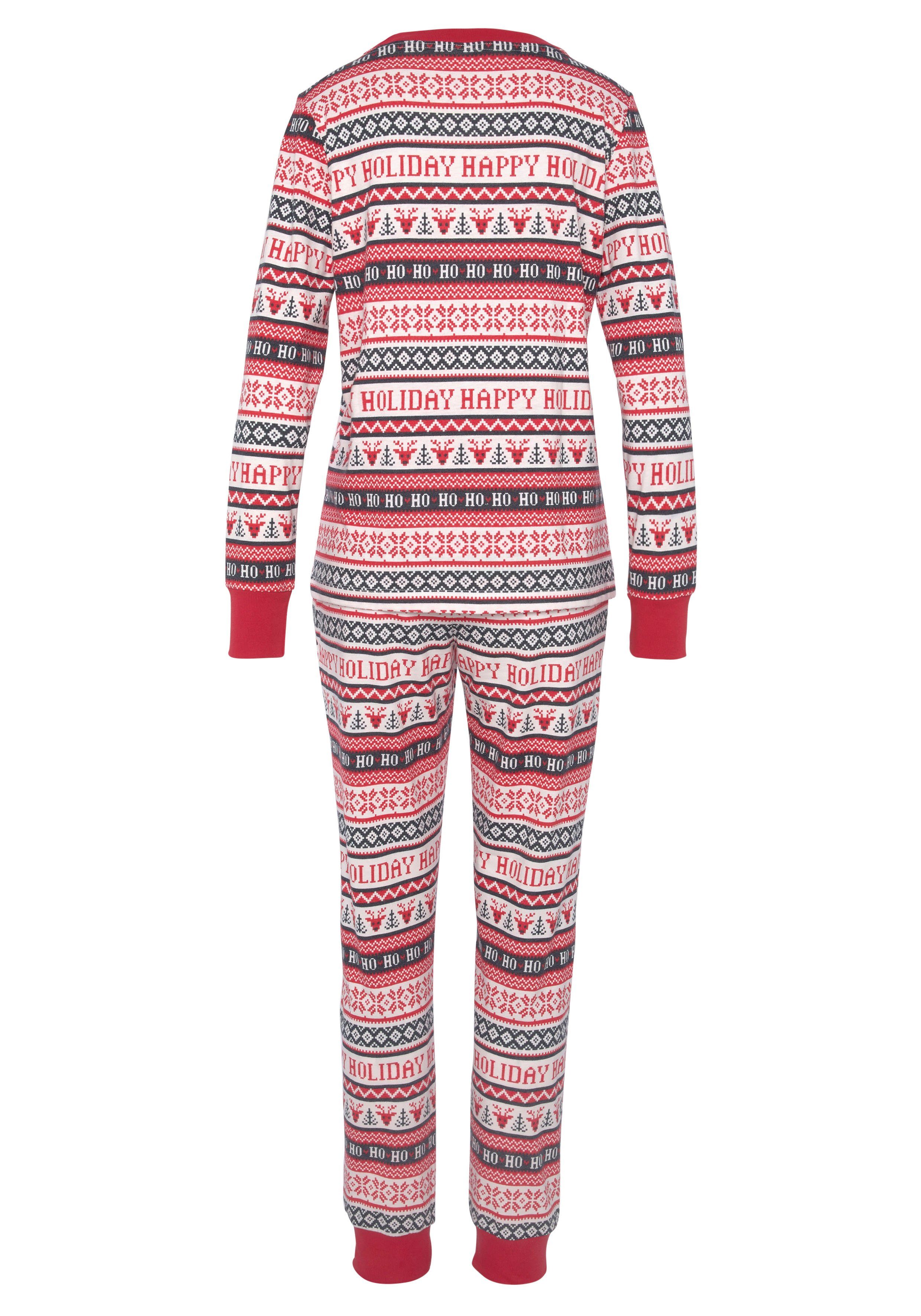 Lascana Pyjama met winterse print (2-delig)