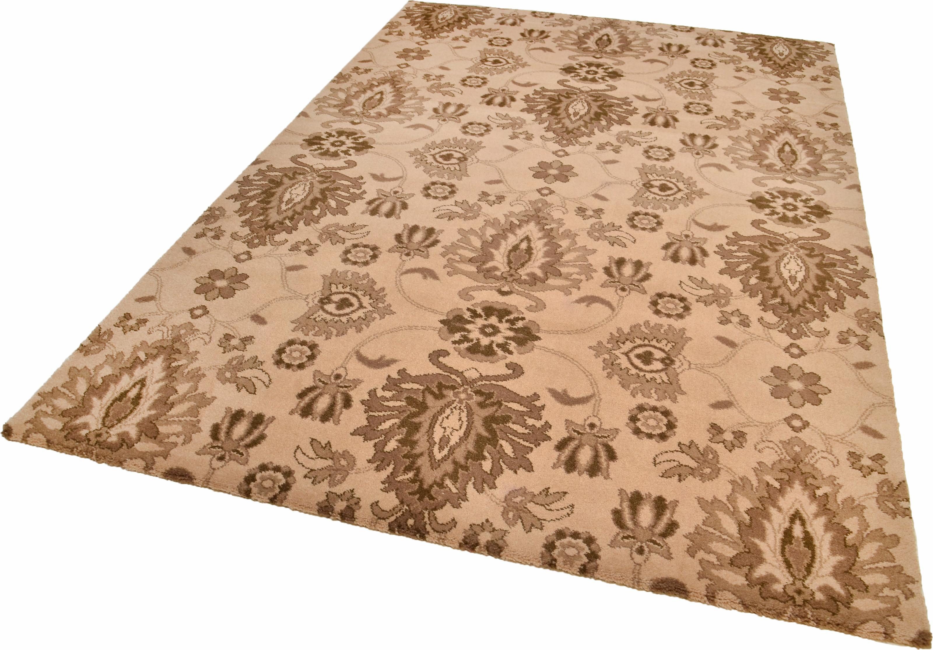 THEKO Vloerkleed Timeless 1 Kortpolig, bloemdesign, 80% scheerwol, woonkamer moderne vloerkleden maat 160x230 cm beige