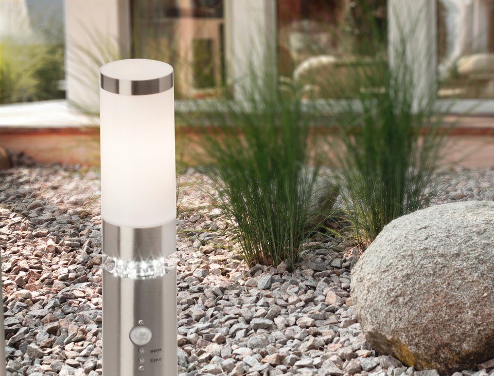 Brilliant Leuchten Paalverlichting BOLE 50 cm hoogte, ø 8 cm, bewegingssensor, metaal/kunststof, roestvrij staal