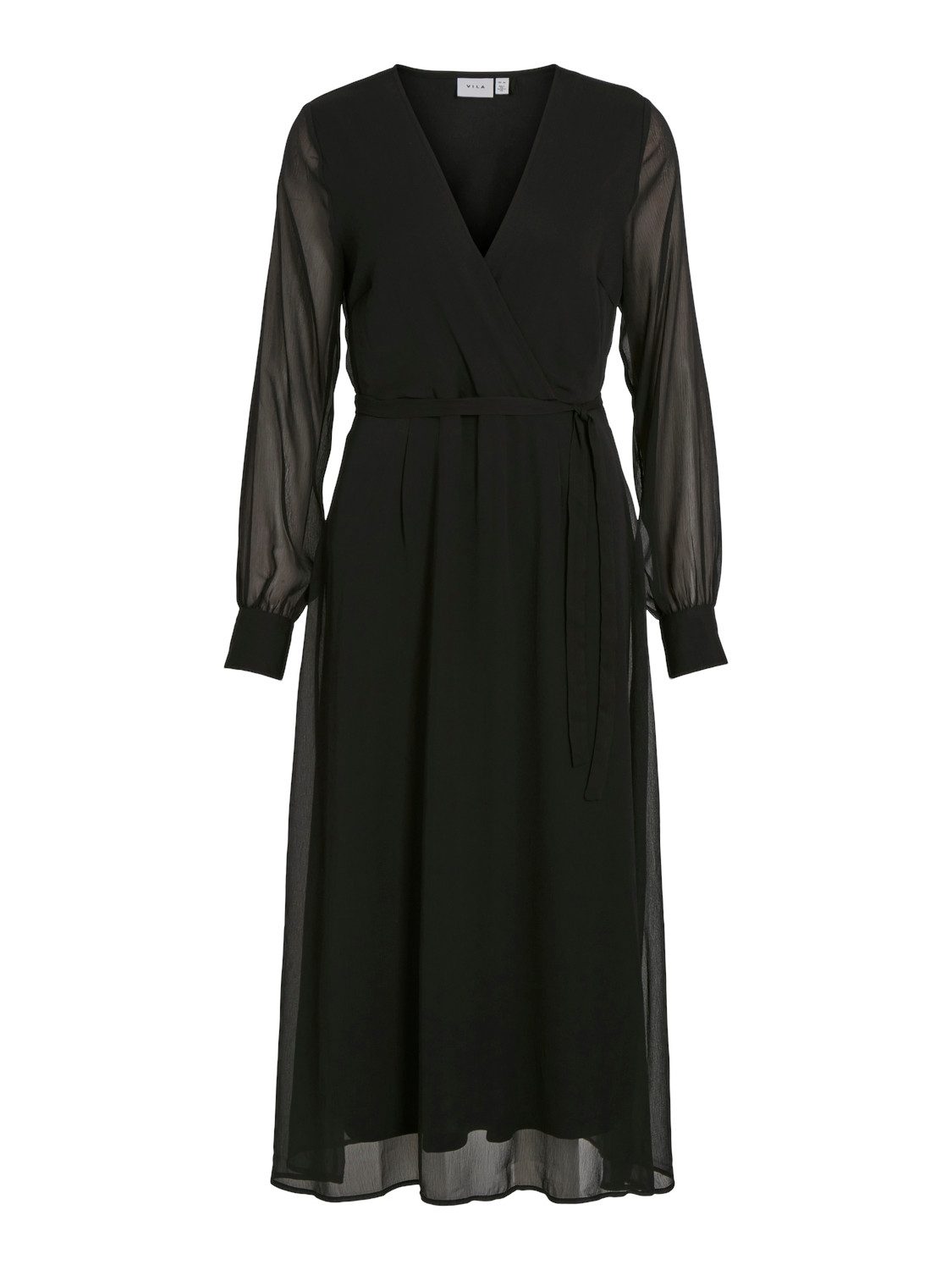 Vila Chiffon jurk VIFALIA V-NECK L S MIDI DRESS NOOS