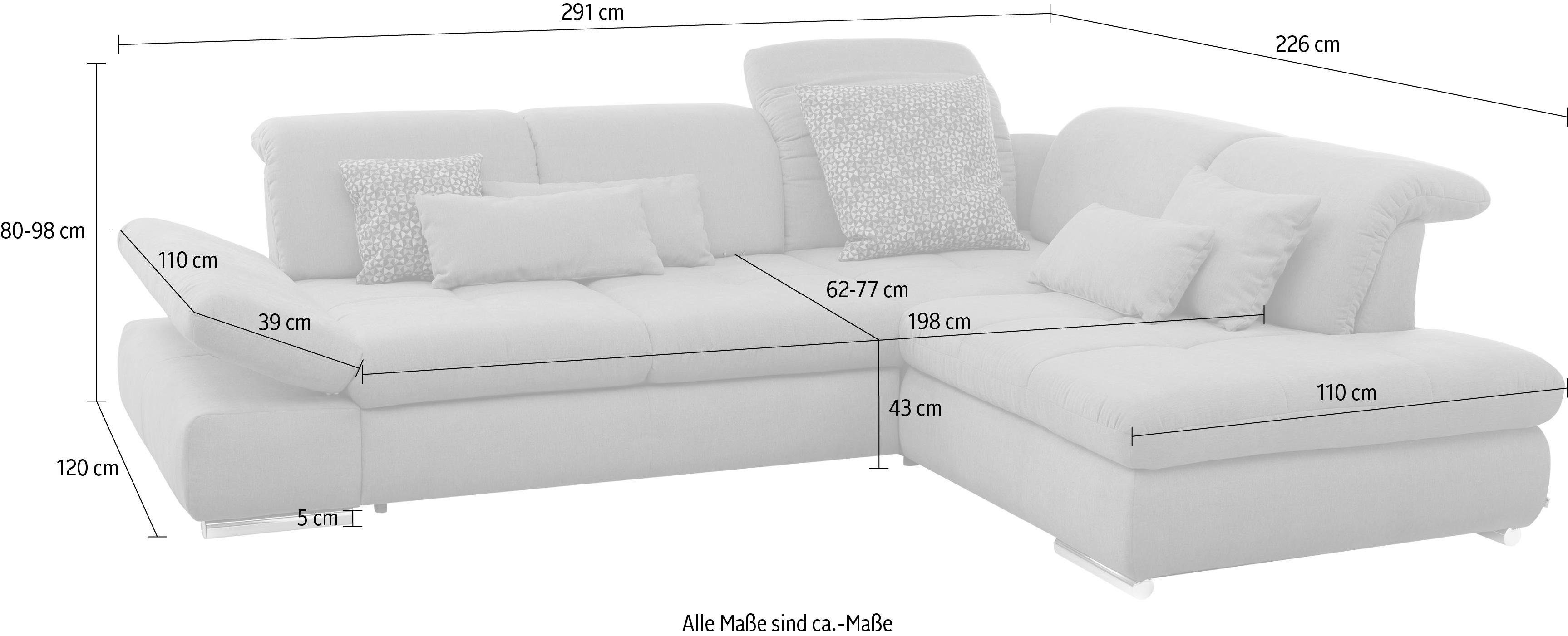 set one by Musterring Hoekbank SO 4100 met comfortabele pocketvering en hoofdeindeverstelling,