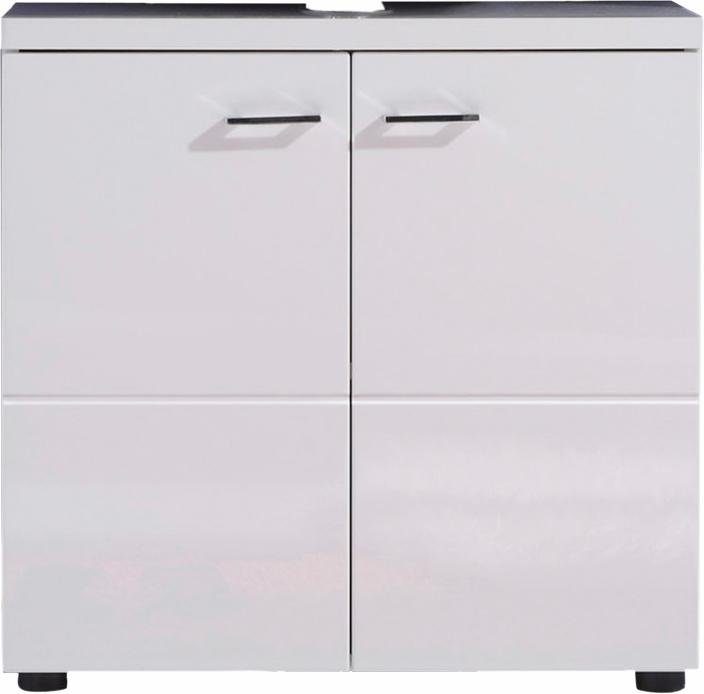 trendteam Wastafelonderkast Nightlife Wastafel in wit met metalen grepen in zilverkleurige kleur onderkasten wit