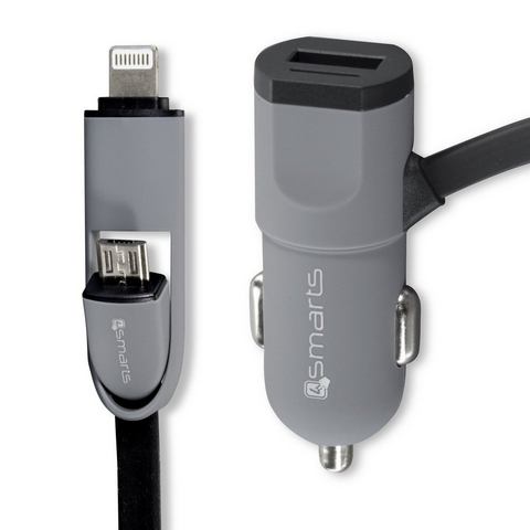 4smarts 4Smarts lader MultiCord oplader voor in de auto micro-USB + Lightning