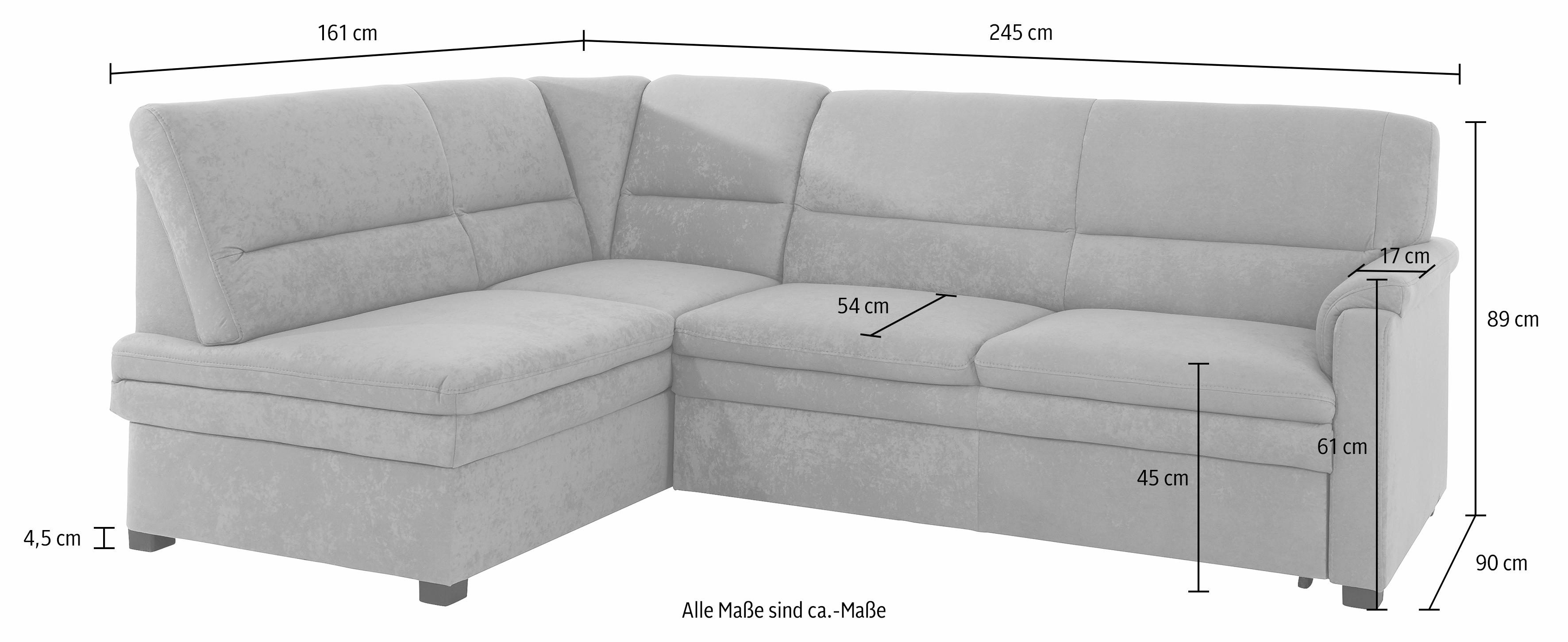 sit&more Hoekbank Pisa L-vorm met binnenvering, naar keuze met slaapfunctie