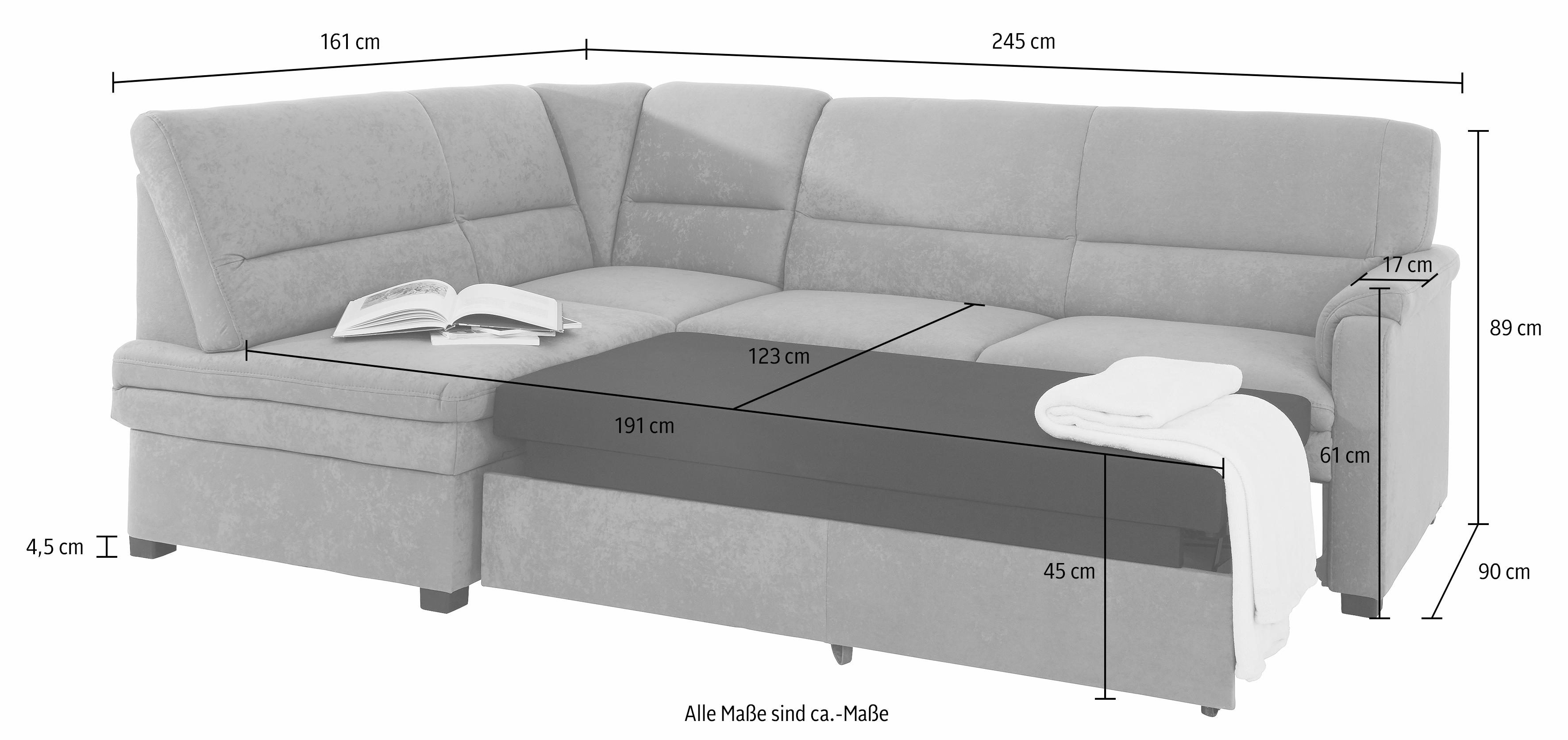 sit&more Hoekbank Pisa L-vorm met binnenvering, naar keuze met slaapfunctie