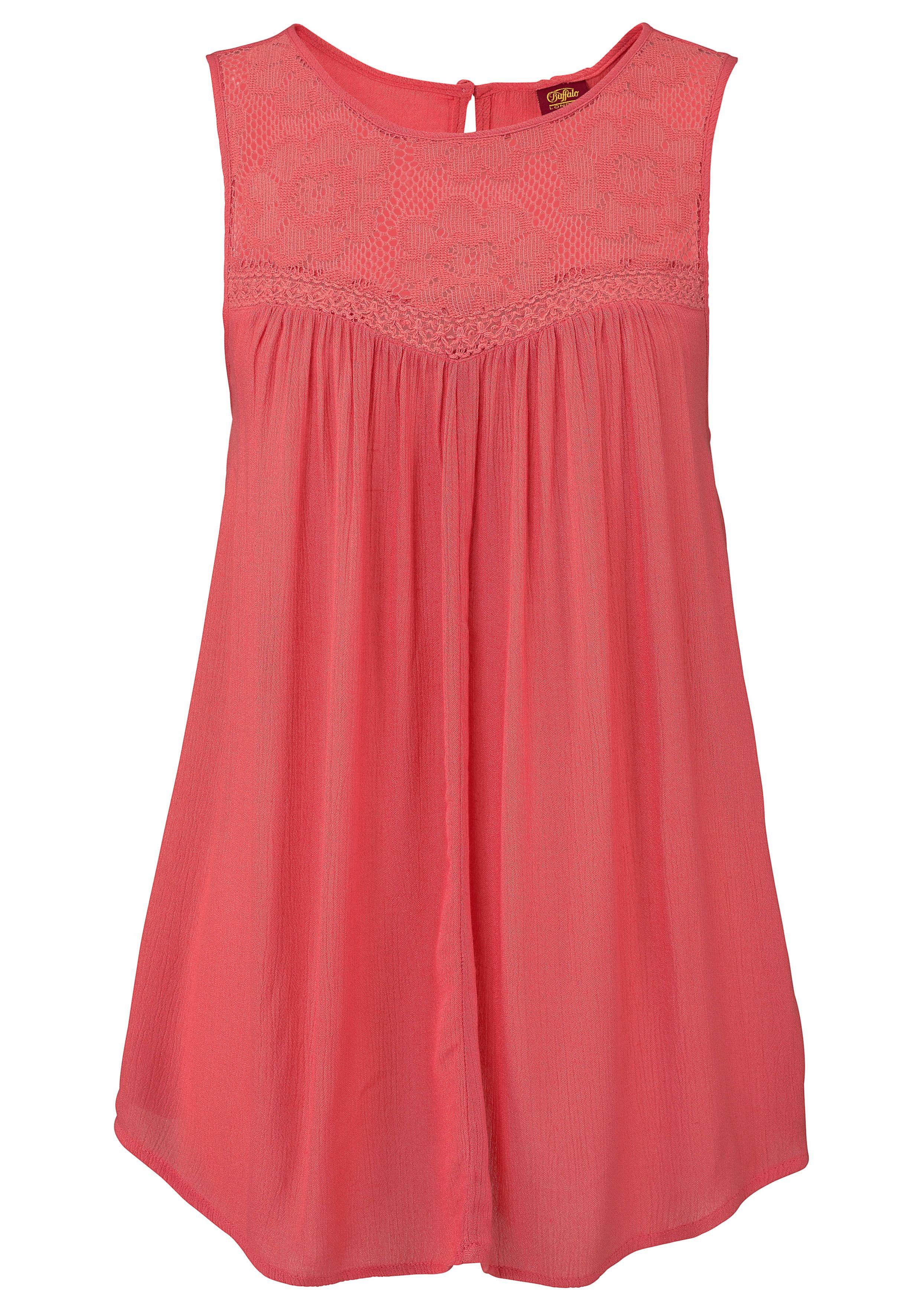 Buffalo Crêpe-blouse met kanten inzetstuk, blouse, boho stijl