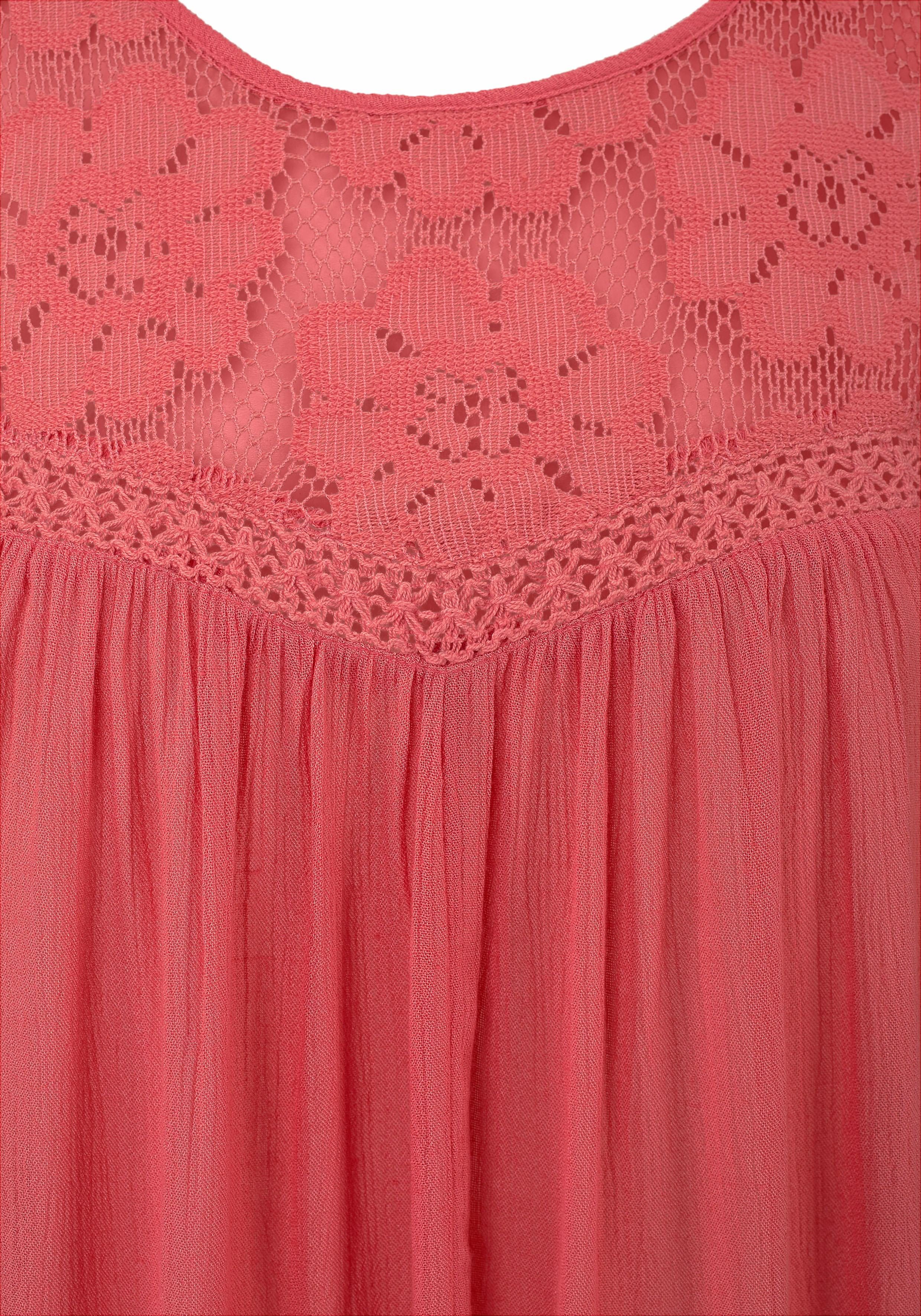 Buffalo Crêpe-blouse met kanten inzetstuk, blouse, boho stijl