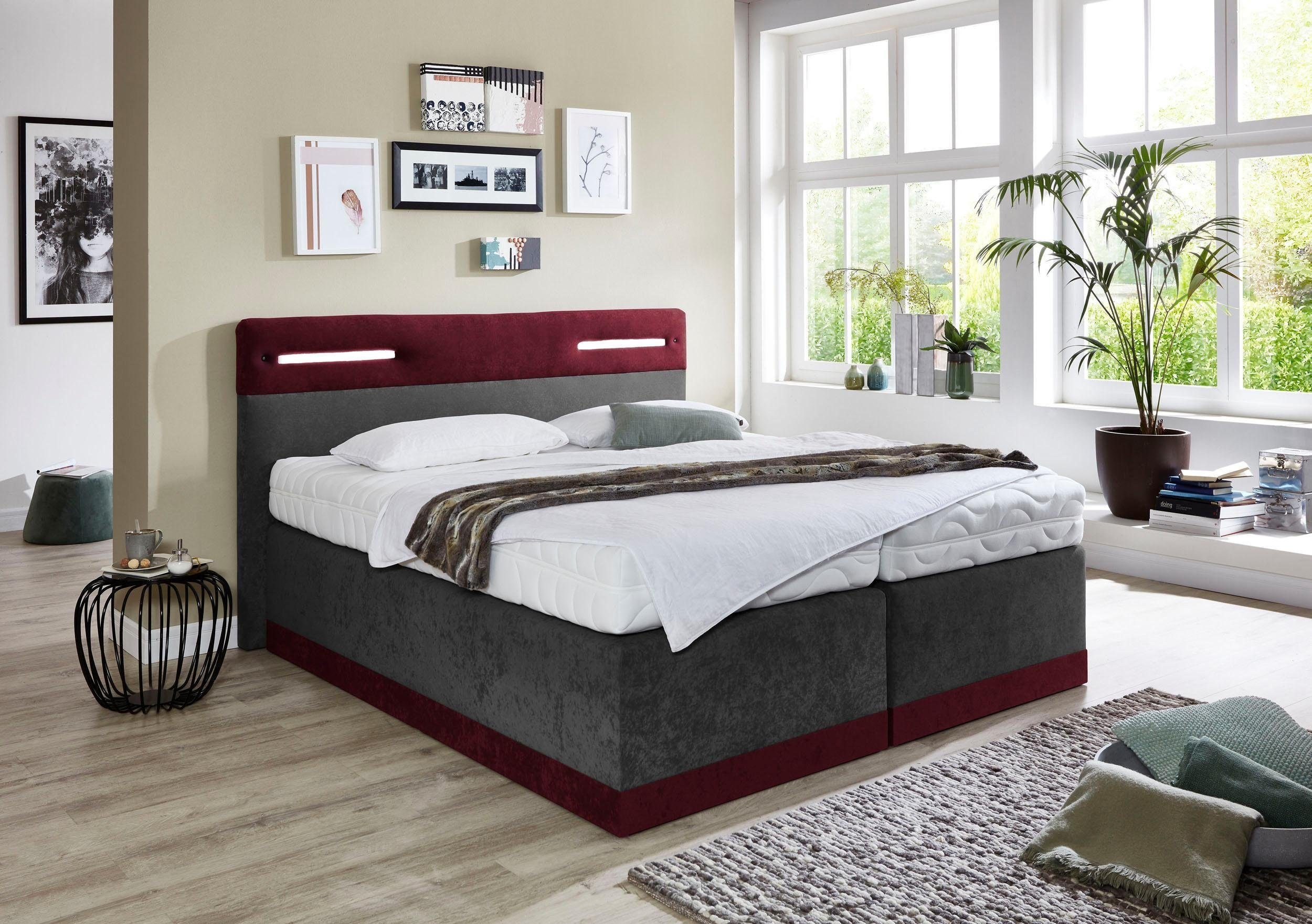 Westfalia Polsterbetten Boxspring met ledverlichting boxsprings rood