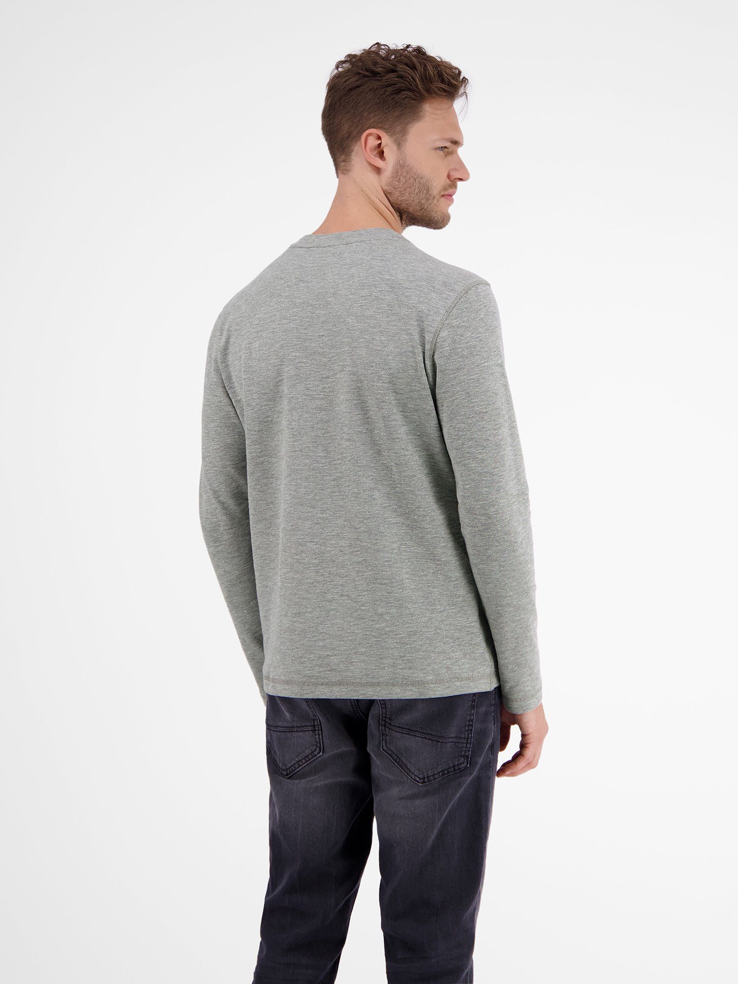 Lerros Shirt met lange mouwen LERROS serafino in structuurkwaliteit