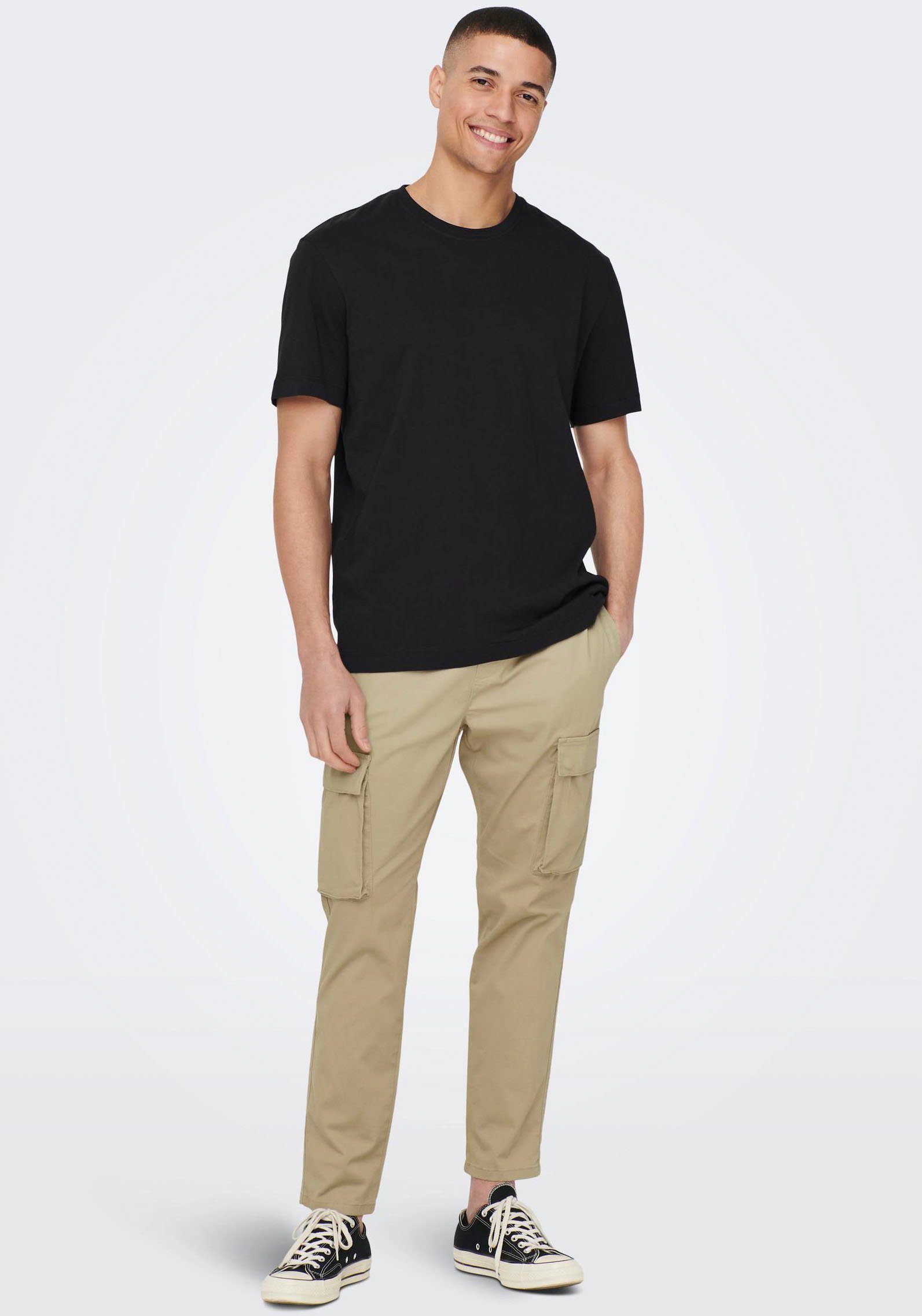 ONLY & SONS Shirt met ronde hals ONSMAX LIFE REG SS STITCH TEE