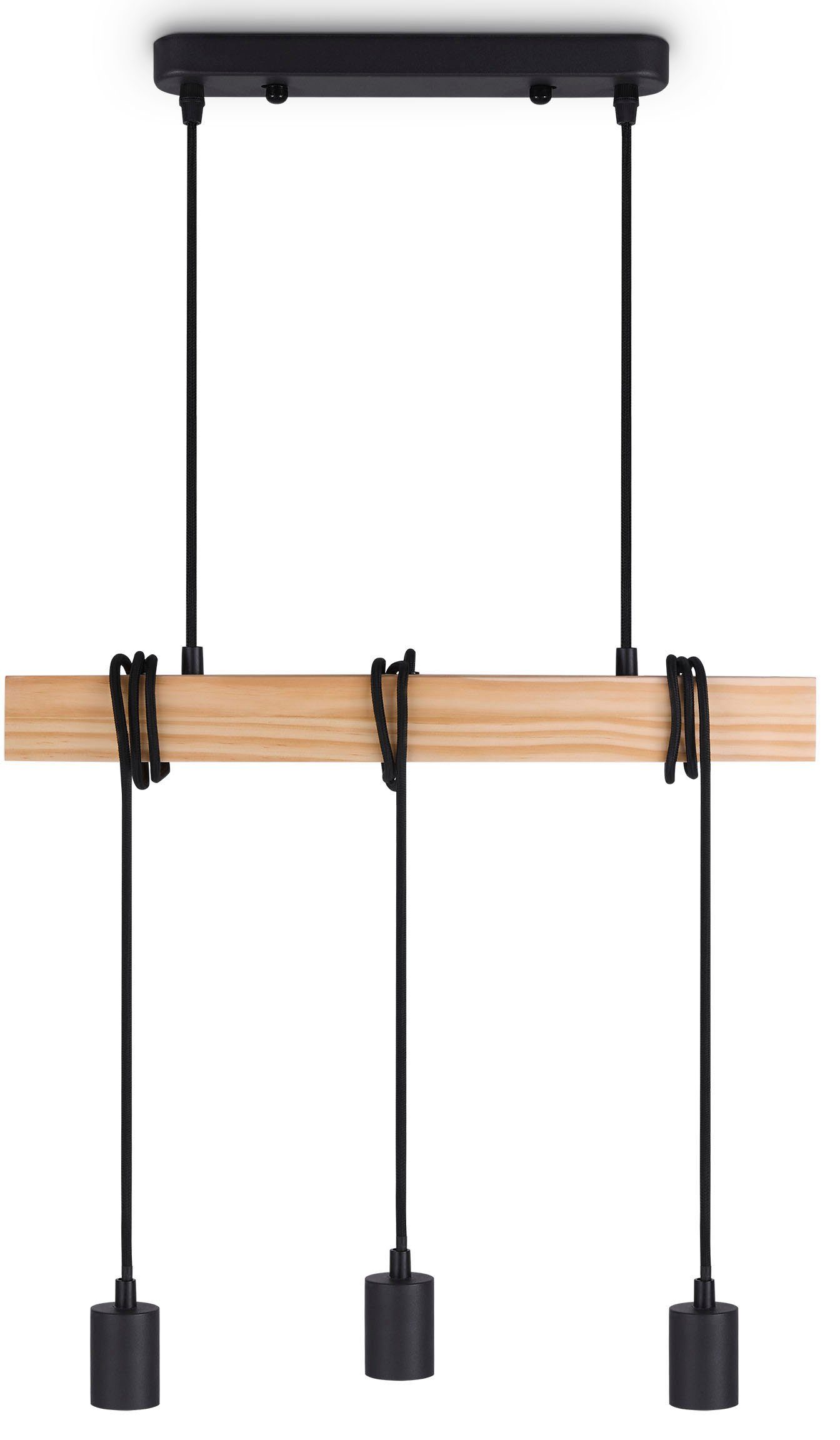 Paco Home Hanglamp Sina LED pendellamp hanglamp woonkamer eetkamer vintage hout 3x E27