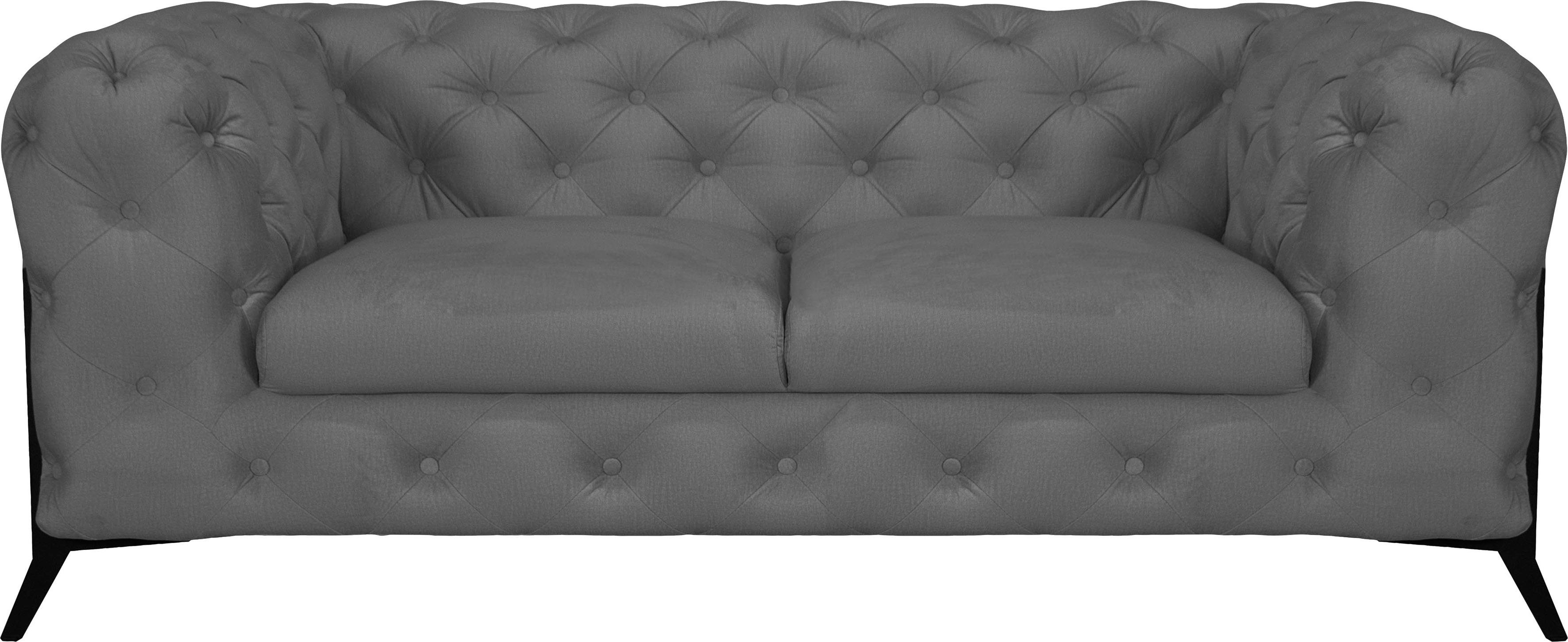 leonique chesterfield-bank amaury luxueuze capitonnage, moderne chesterfield look, kleur van de poten ter keuze grijs