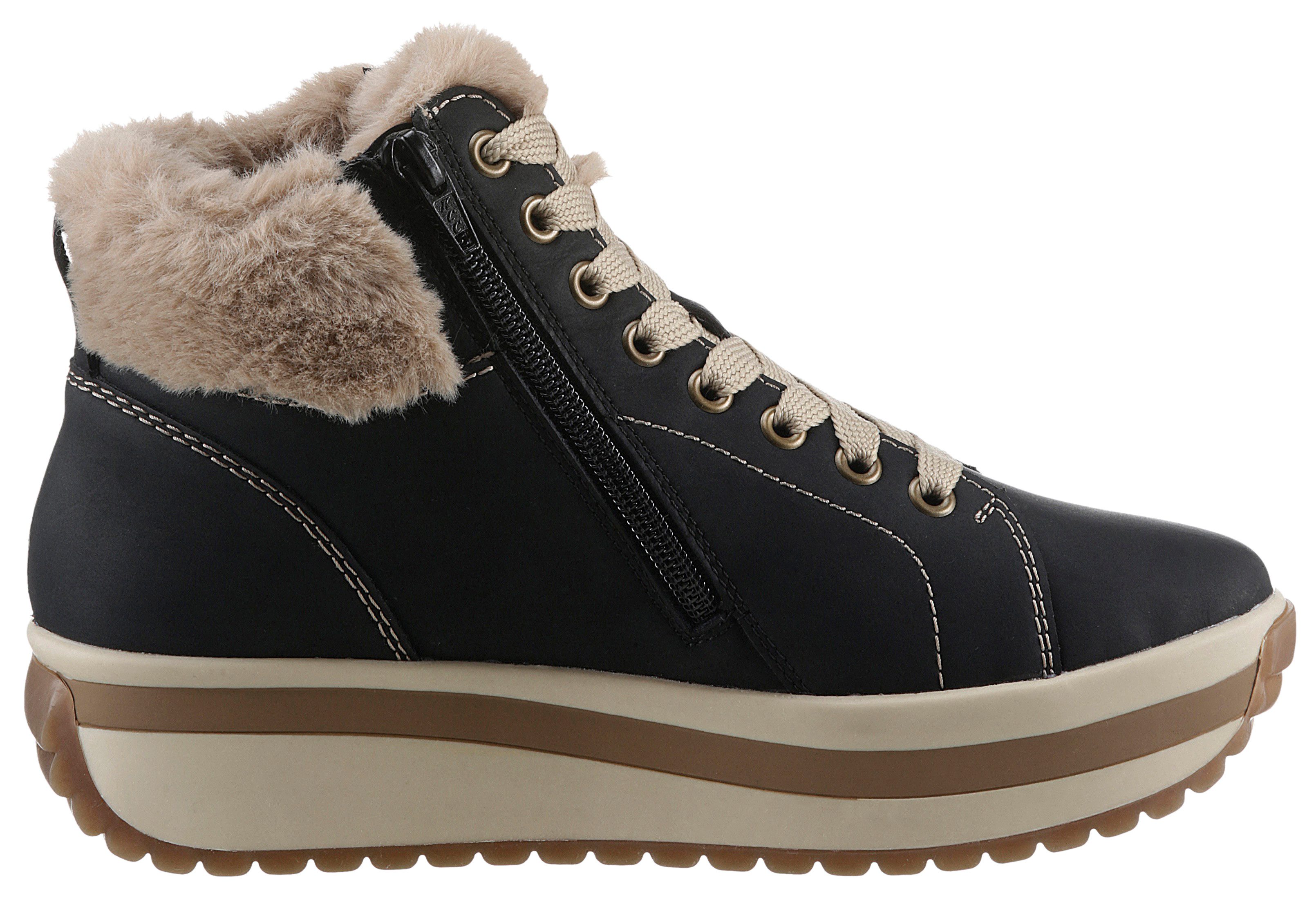 Rieker EVOLUTION Winterlaarzen Wedge sneakers, plateaulaarzen met faux-bont kraag