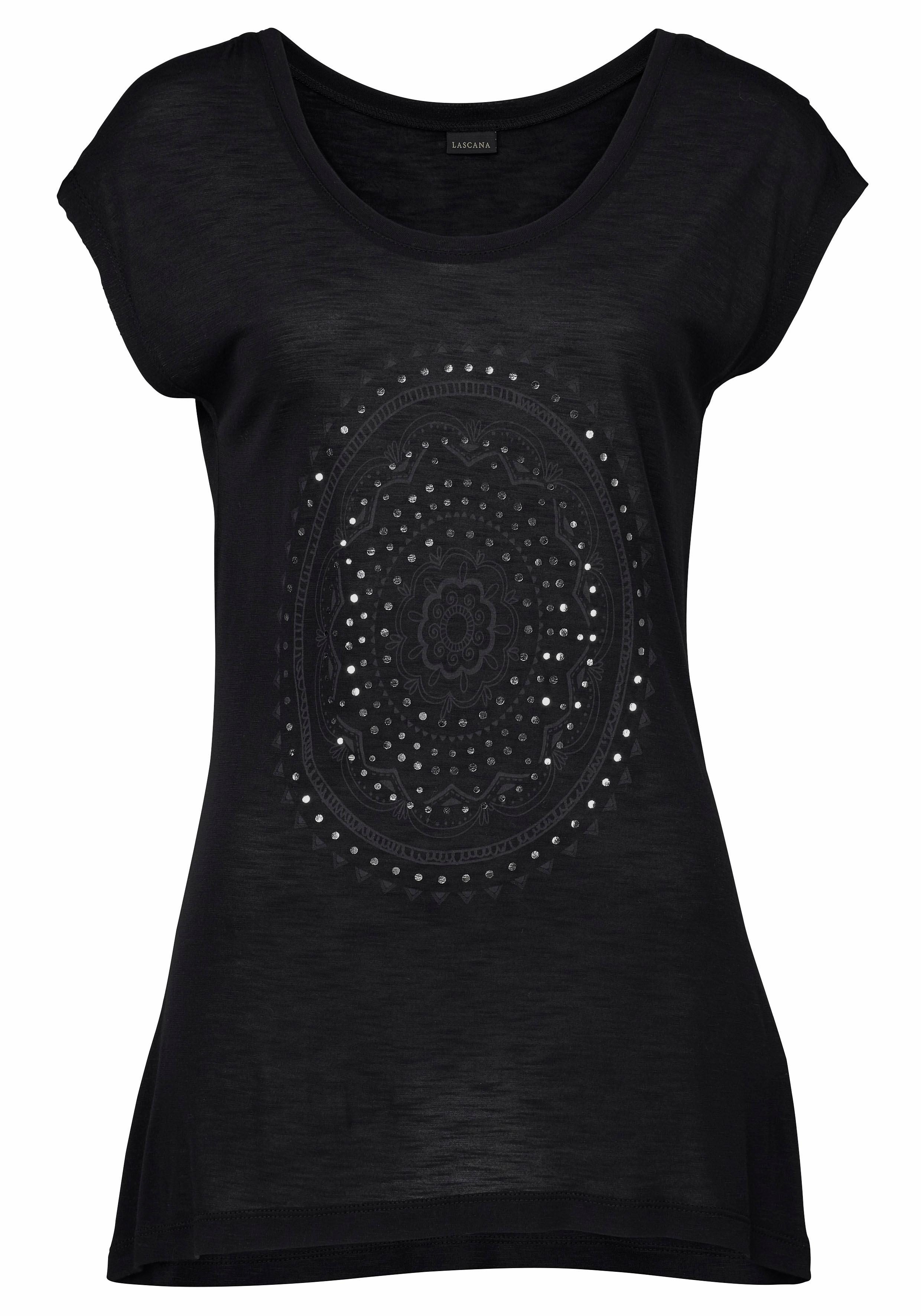 Lascana Strandshirt met print en glanzend effect, etnische look, casual