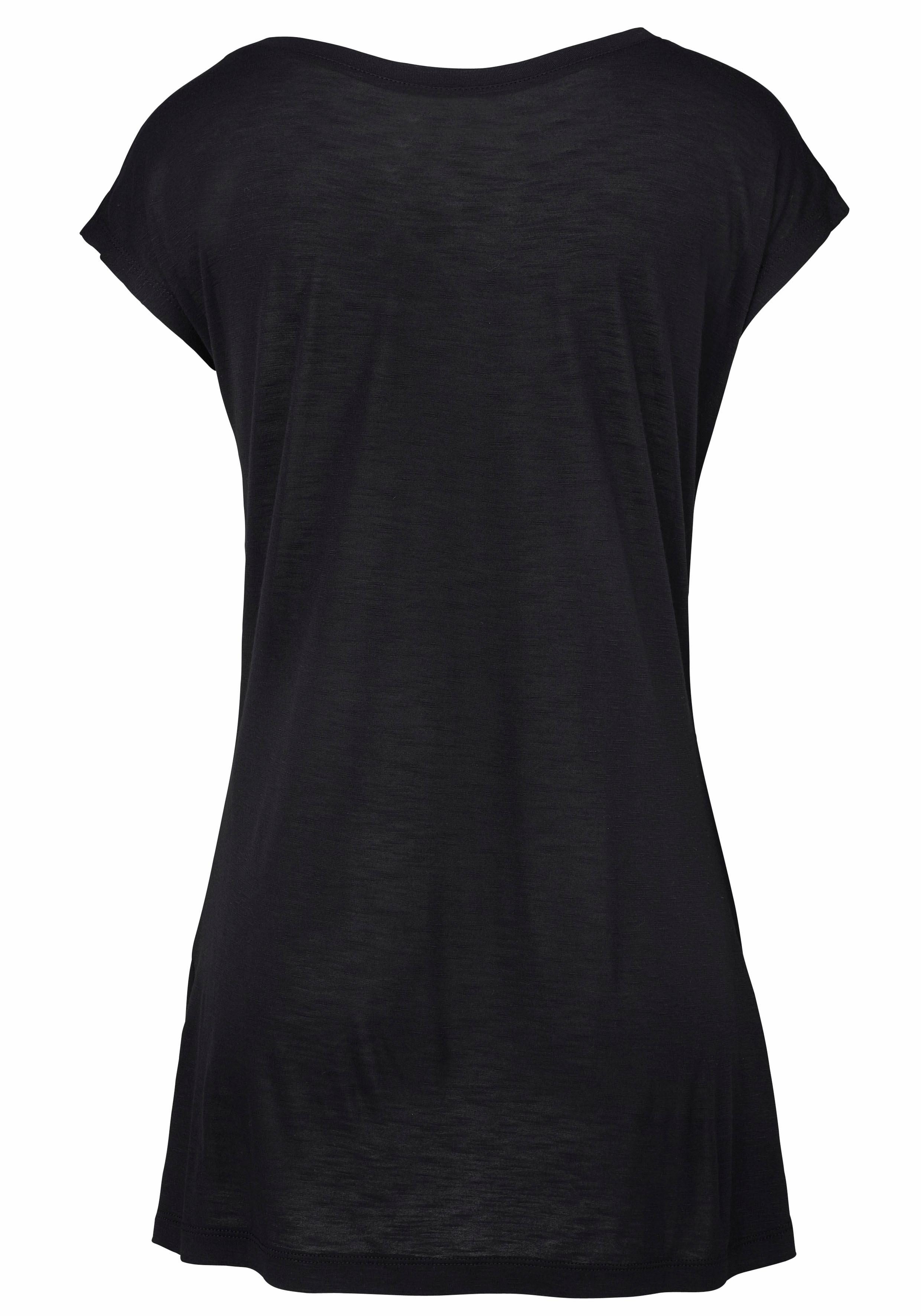 Lascana Strandshirt met print en glanzend effect, etnische look, casual